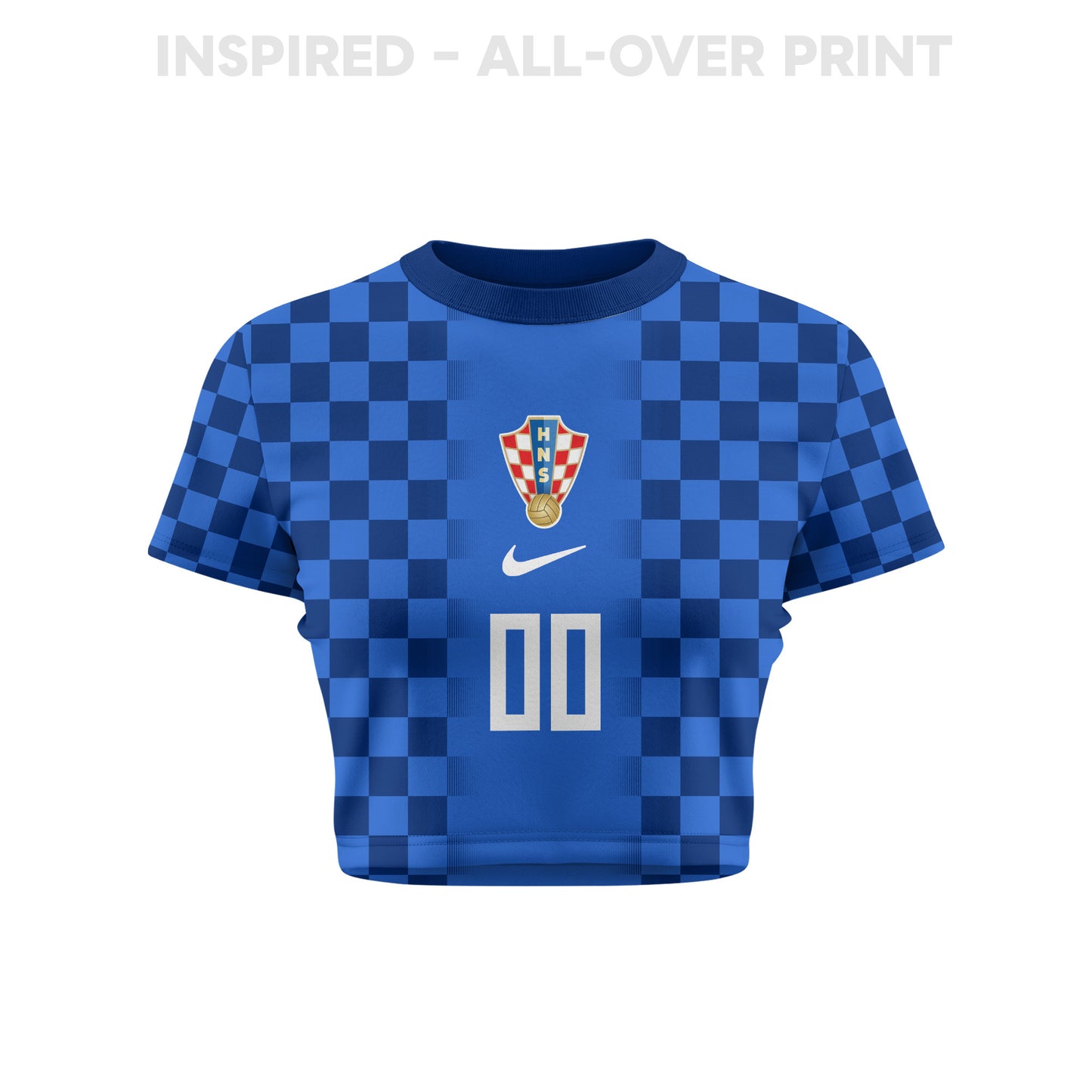 Croatia 2026 Women's Away Personalized All-Over Print Cropped Jersey - Blue