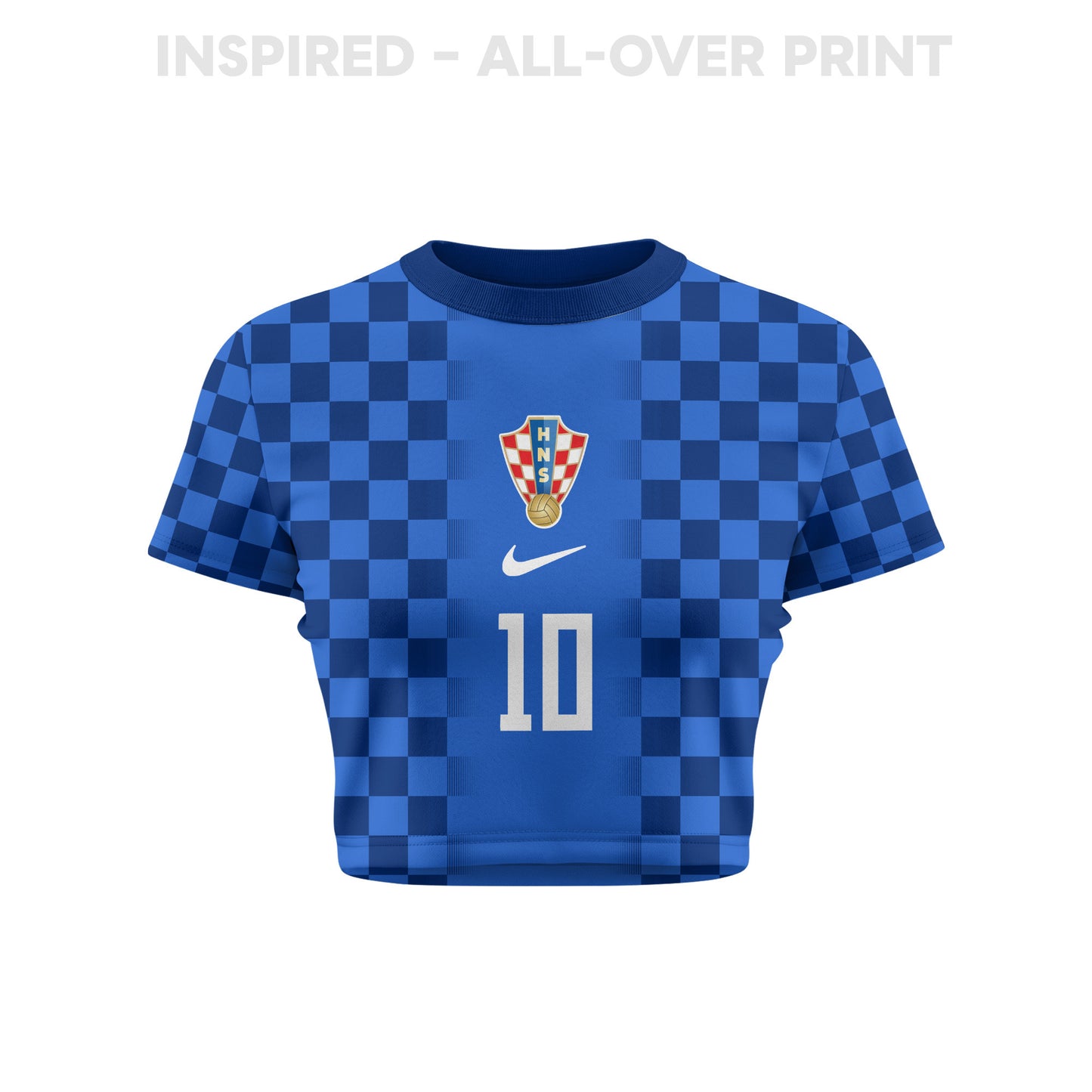 Luka Modrić 10 Croatia 2026 Women's Away All-Over Print Cropped Jersey - Blue