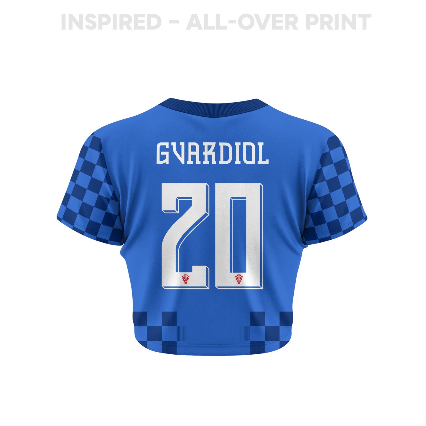 Joško Gvardiol 20 Croatia 2026 Women's Away All-Over Print Cropped Jersey - Blue