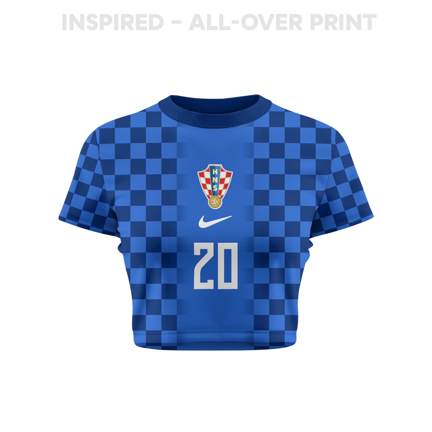 Joško Gvardiol 20 Croatia 2026 Women's Away All-Over Print Cropped Jersey - Blue