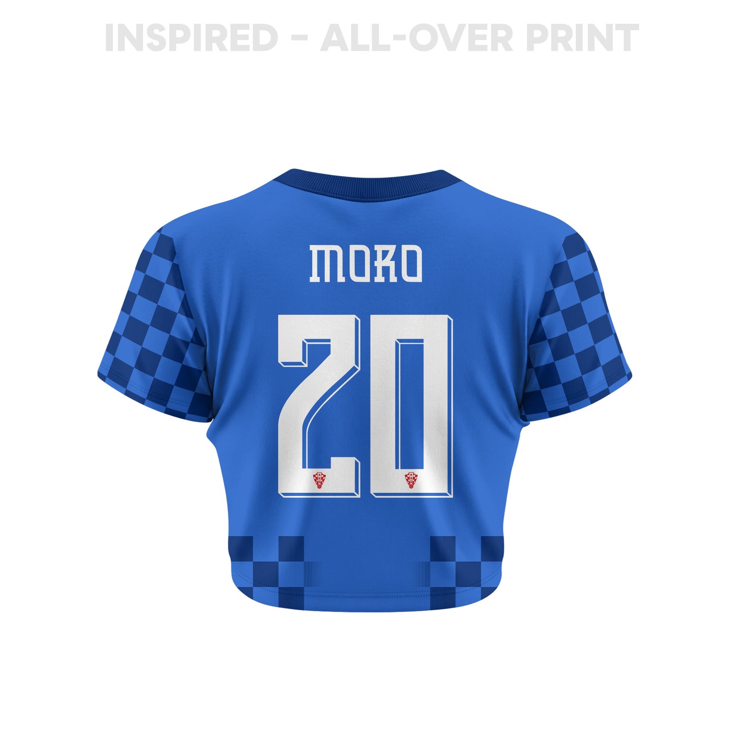Nikola Moro 20 Croatia 2026 Women's Away All-Over Print Cropped Jersey - Blue