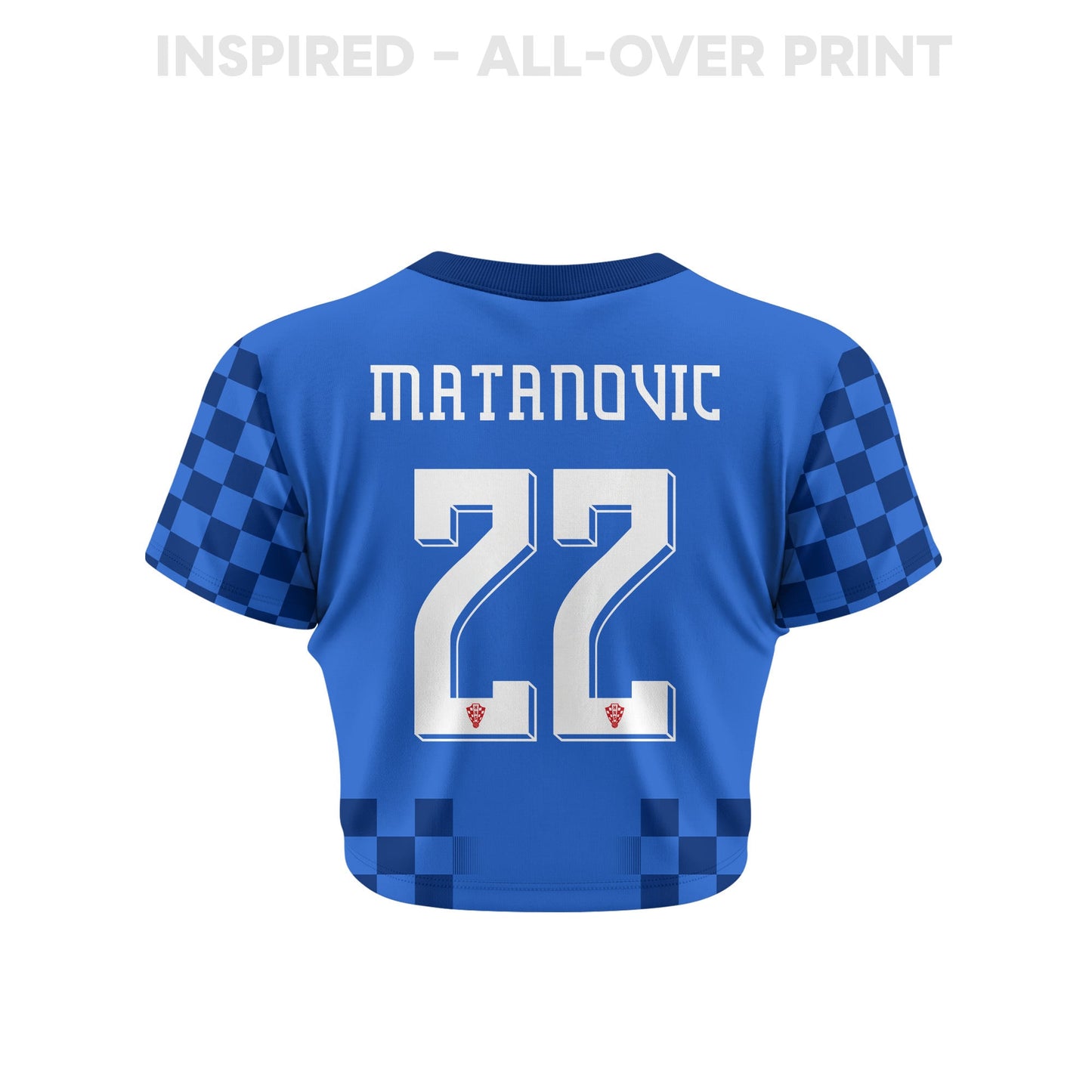 Igor Matanovic 22 Croatia 2026 Women's Away All-Over Print Cropped Jersey - Blue