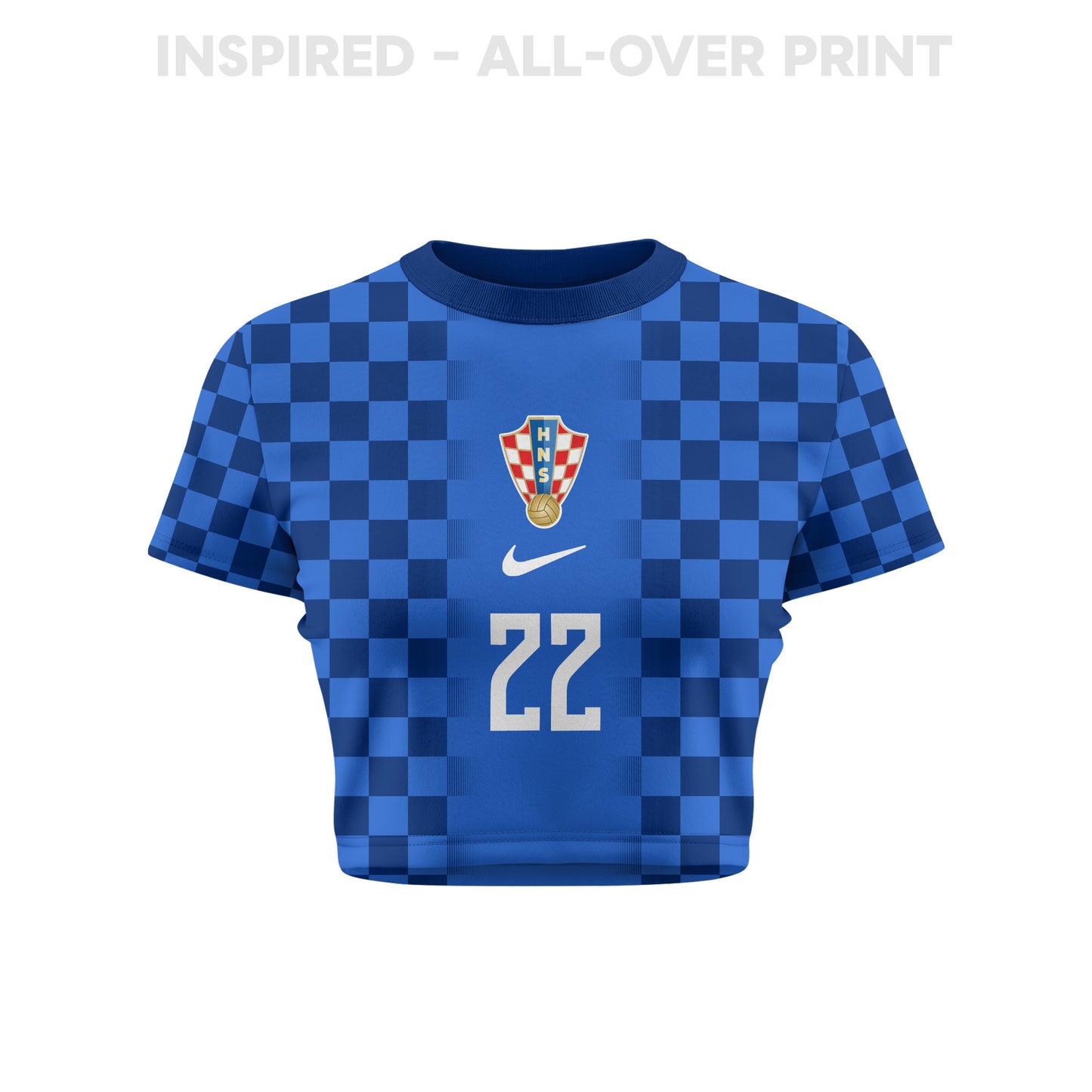 Igor Matanovic 22 Croatia 2026 Women's Away All-Over Print Cropped Jersey - Blue