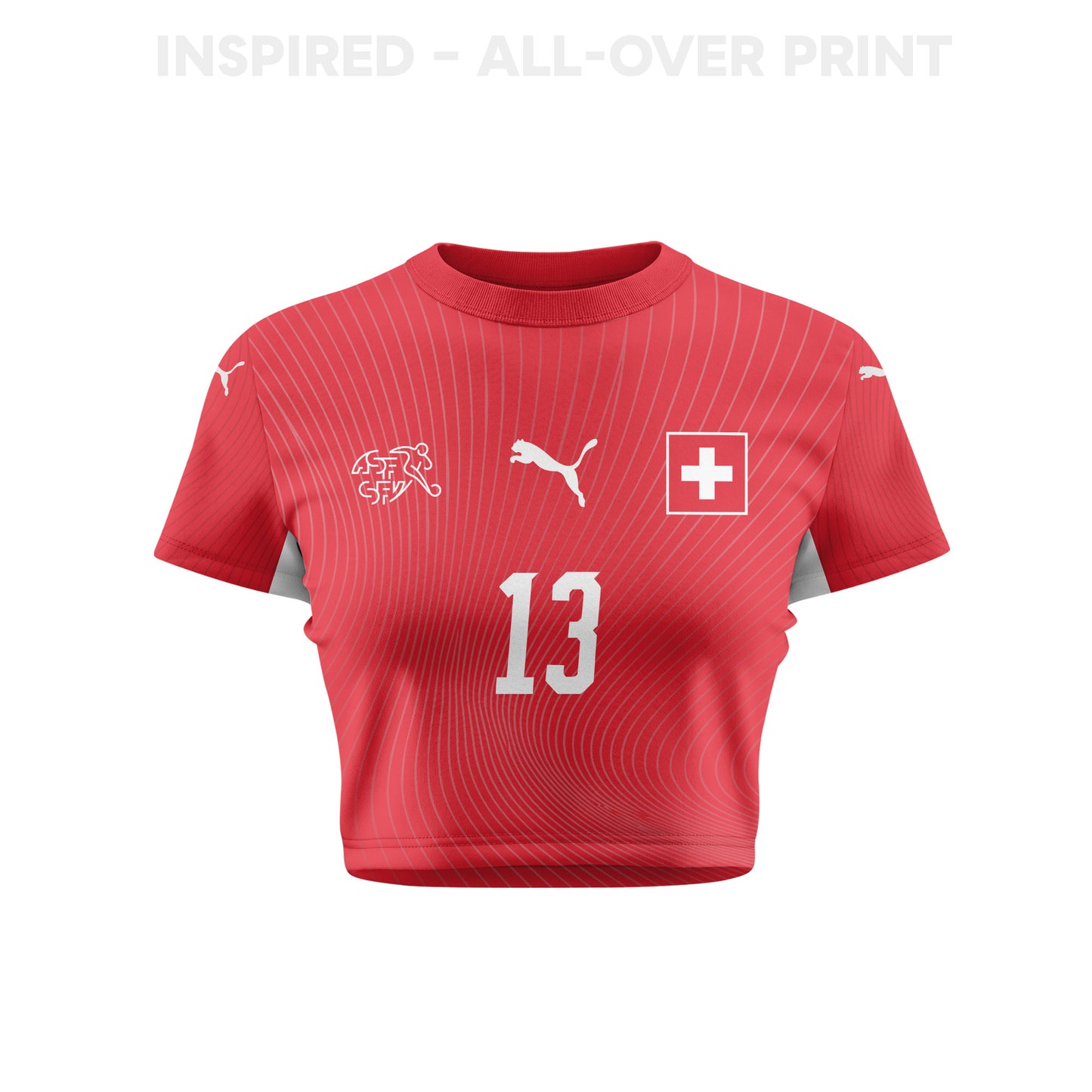 Ricardo Rodríguez 13 Switzerland 2026 Women's Home All-Over Print Cropped Jersey - Red