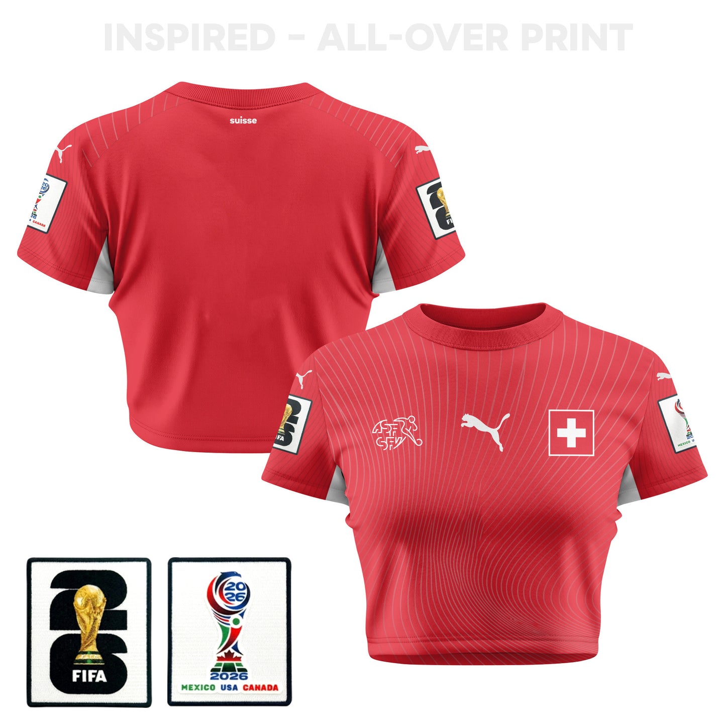 Switzerland 2026 Women's Home All-Over Print Cropped Jersey - Red