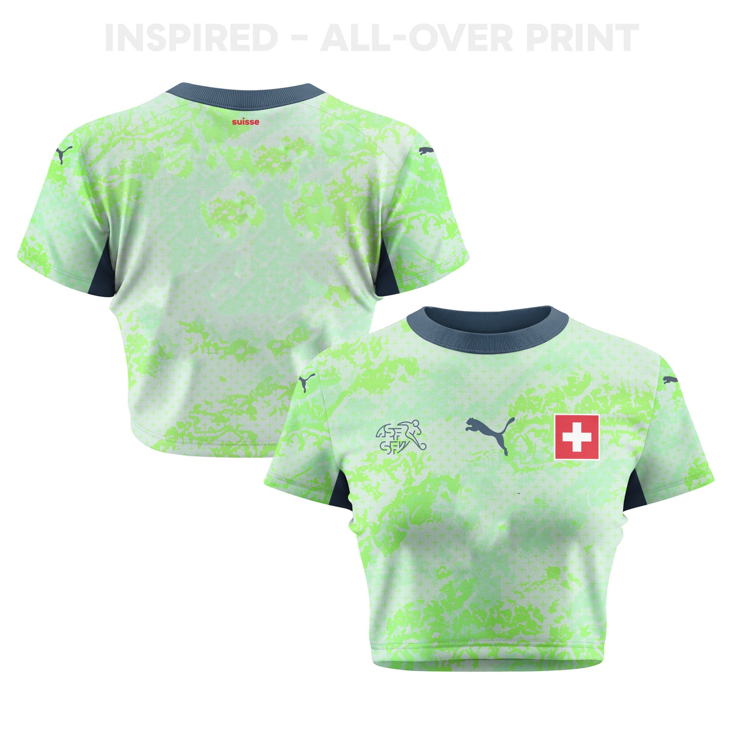 Switzerland 2026 Women's Away All-Over Print Cropped Jersey - Green