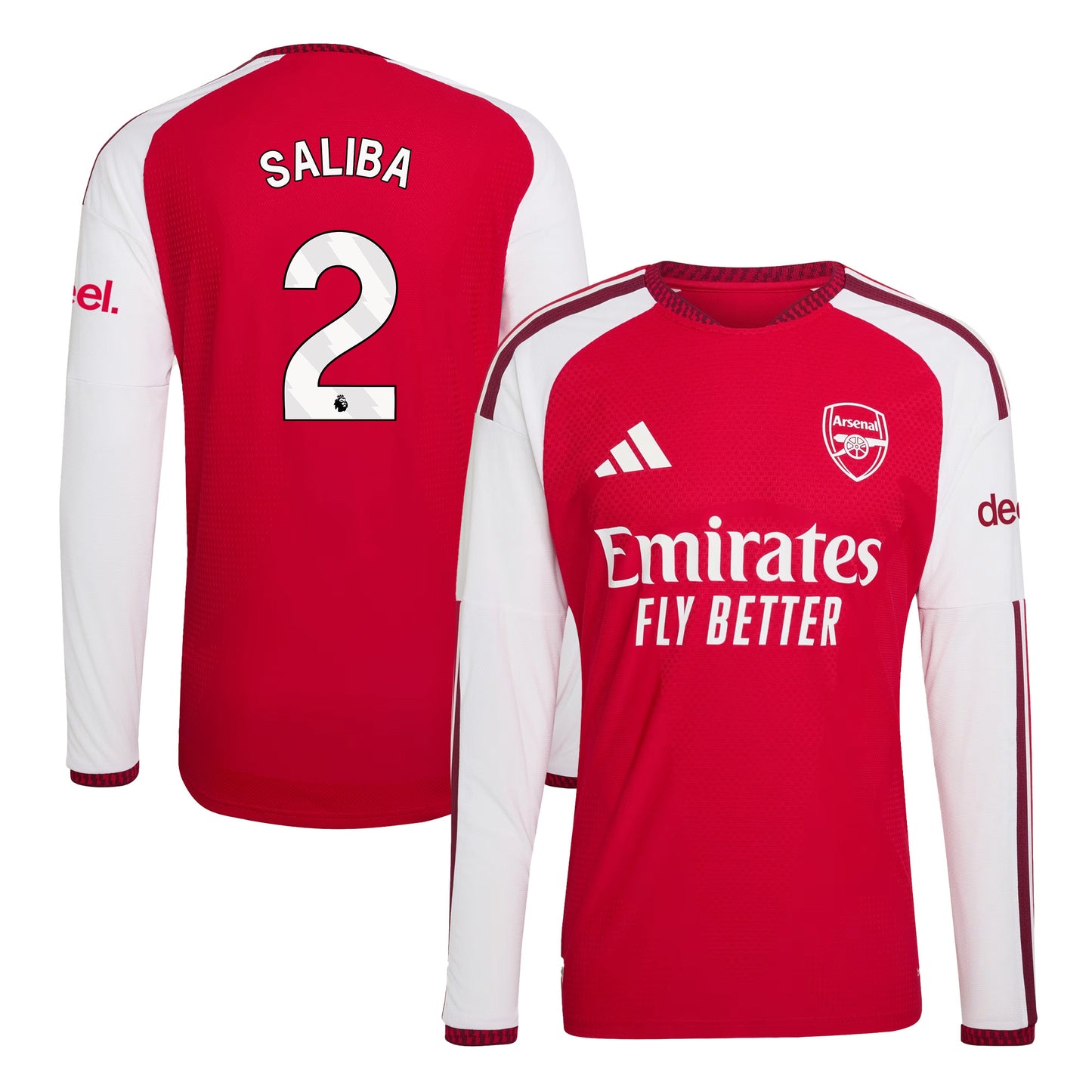 William Saliba 2 Arsenal 2026/27 Home Long Sleeve Jersey - Men, Red