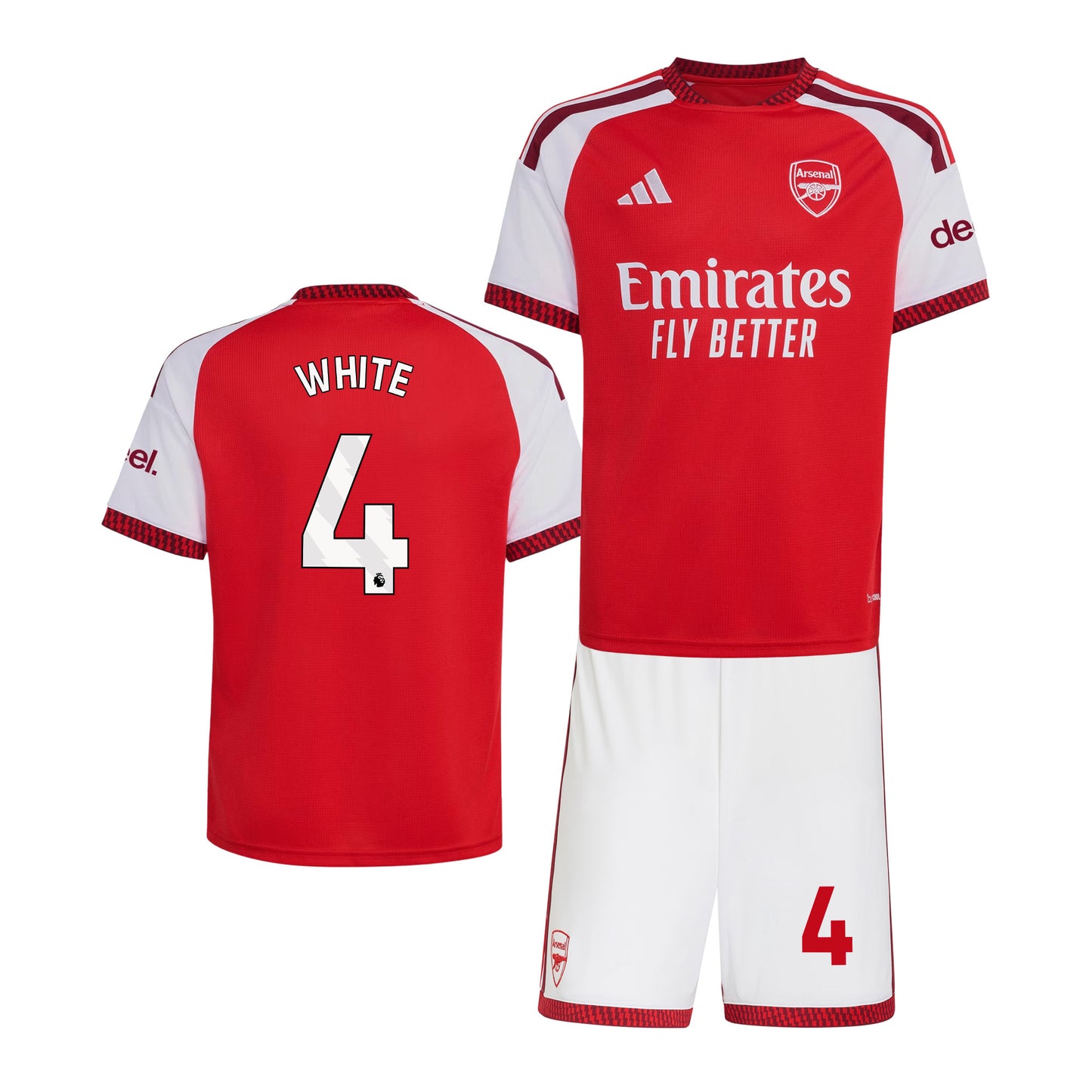 Ben White 4 Arsenal 2026/27 YOUTH Home Jersey & Shorts Set - Red