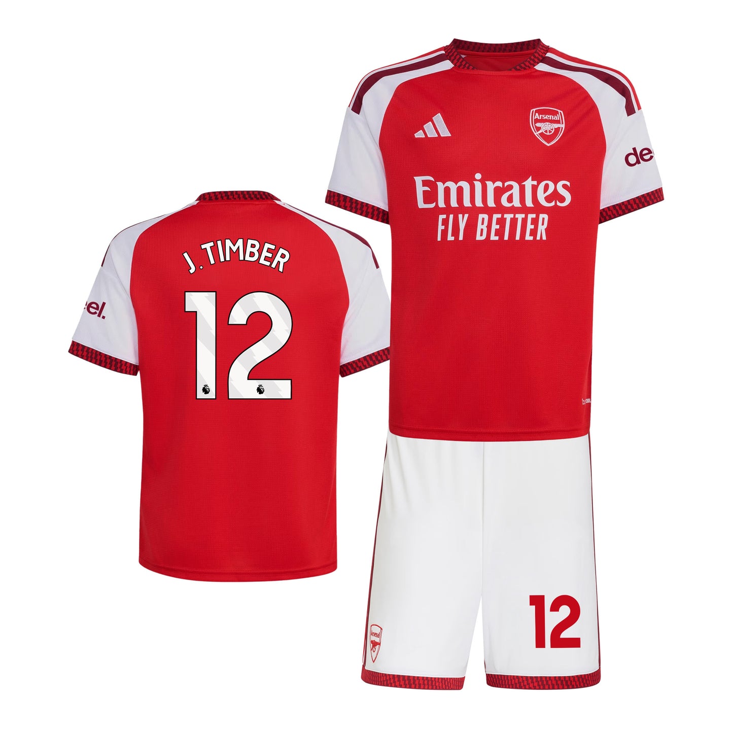 Jurriën Timber 12 Arsenal 2026/27 YOUTH Home Jersey & Shorts Set - Red