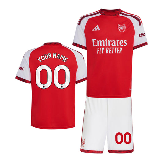 Arsenal 2026/27 Custom Name YOUTH Home Jersey & Shorts Set - Red