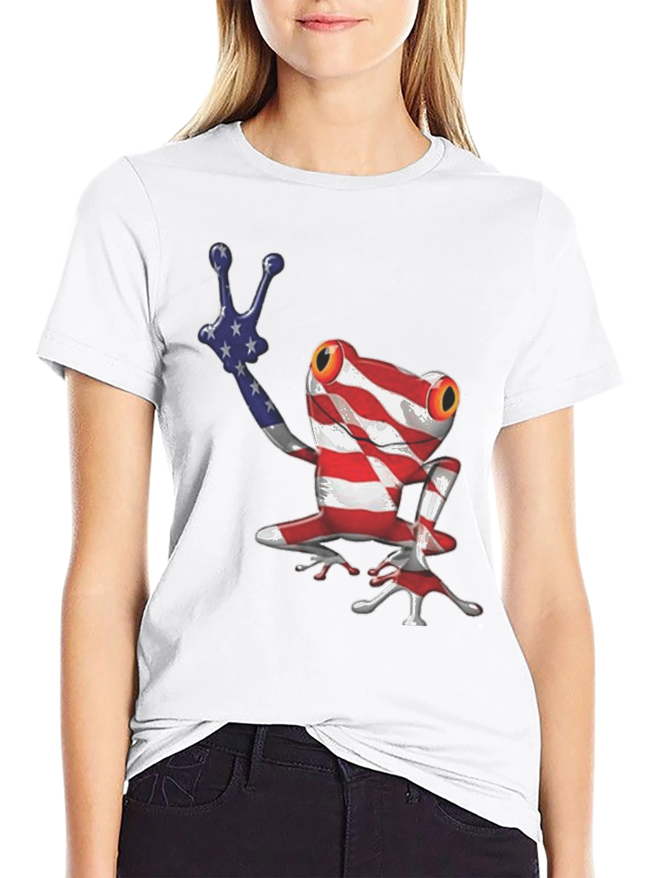 Patriotic Frog T-Shirt - American Flag Design