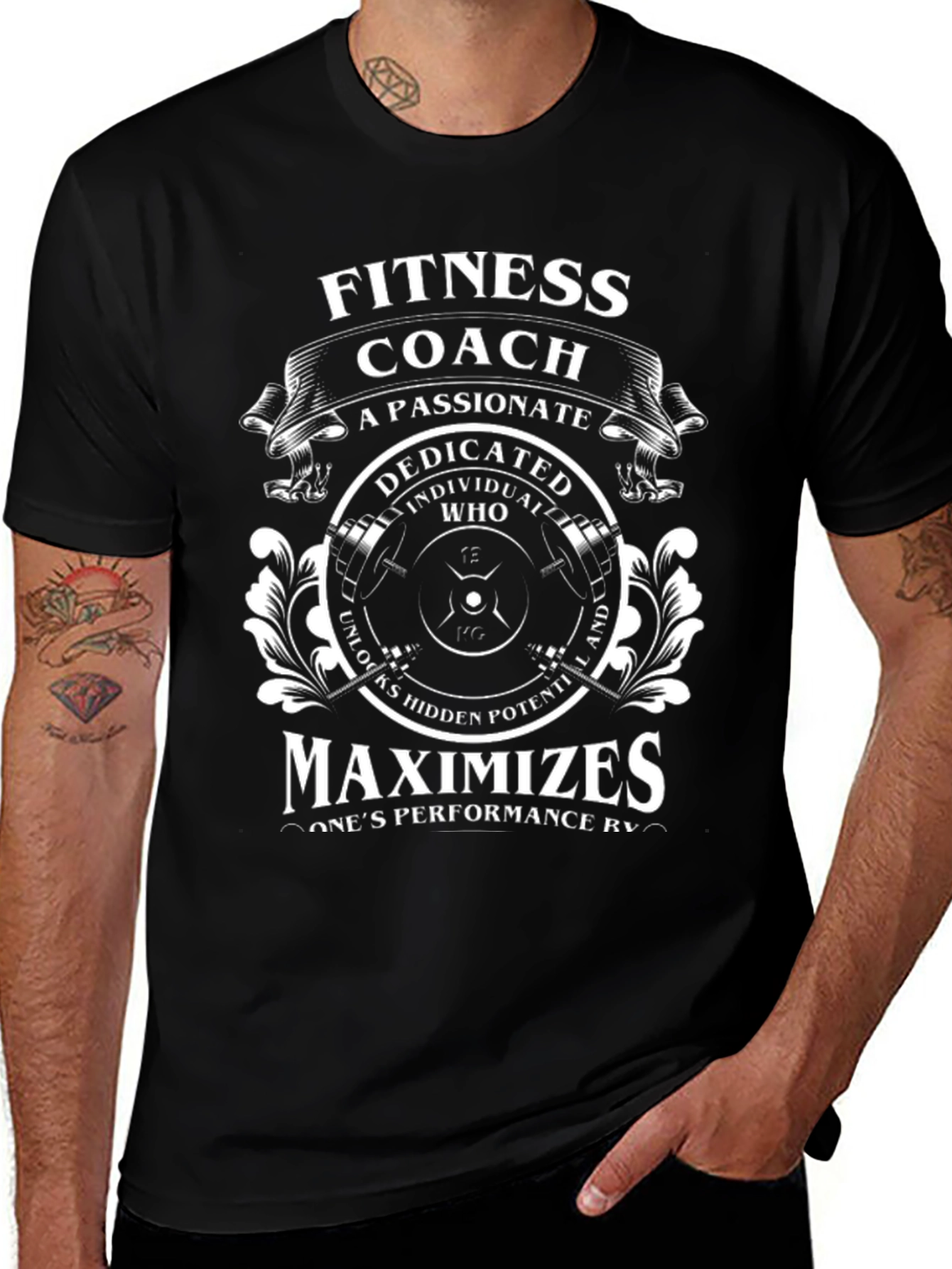 Fitness Coach T-Shirt - Passionate Dedicated Maximizes