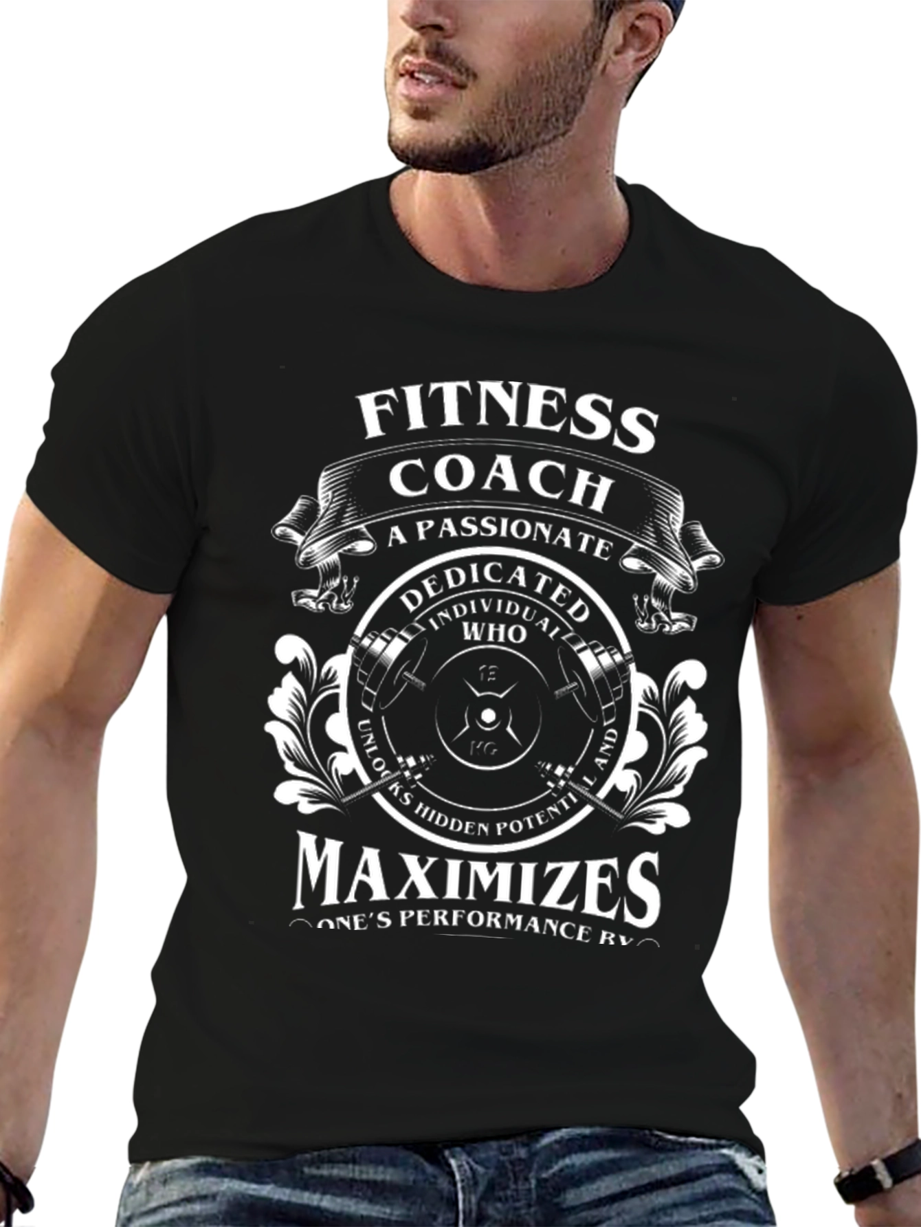 Fitness Coach T-Shirt - Passionate Dedicated Maximizes