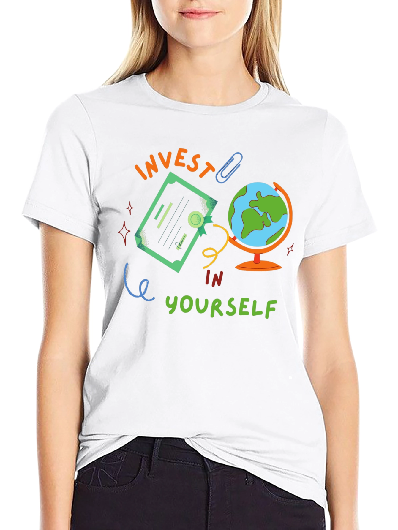 Invest In Yourself Graphic Tee - Motivational Black T-Shirt
