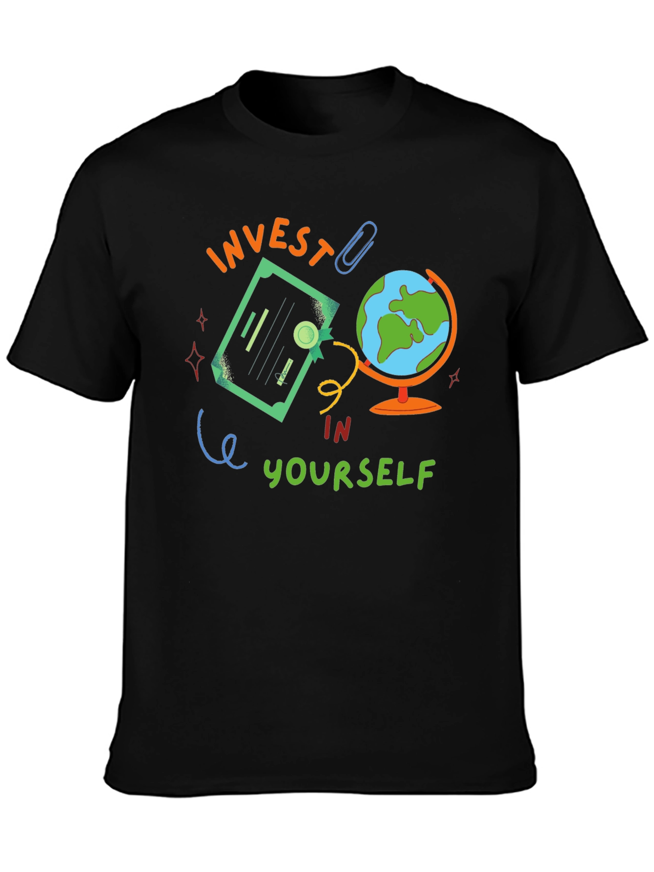 Invest In Yourself Graphic Tee - Motivational Black T-Shirt