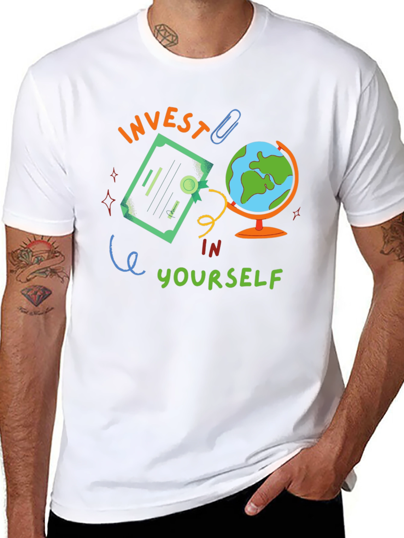 Invest In Yourself Graphic Tee - Motivational Black T-Shirt