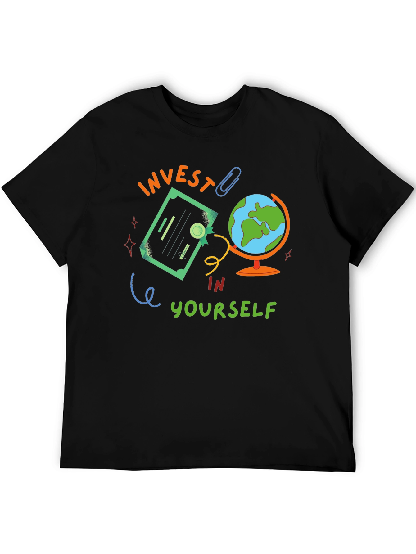 Invest In Yourself Graphic Tee - Motivational Black T-Shirt