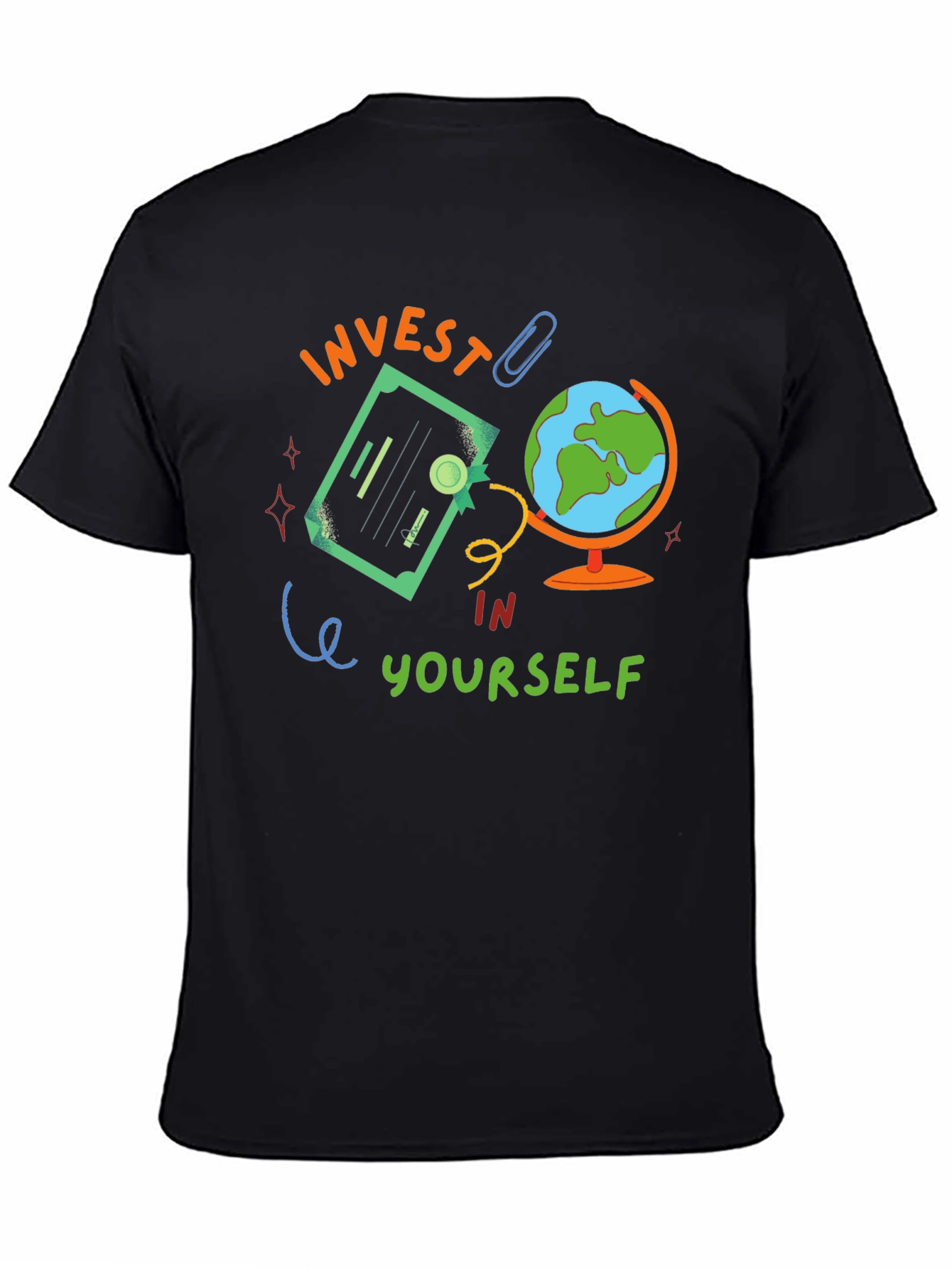 Invest In Yourself Graphic Tee - Motivational Black T-Shirt