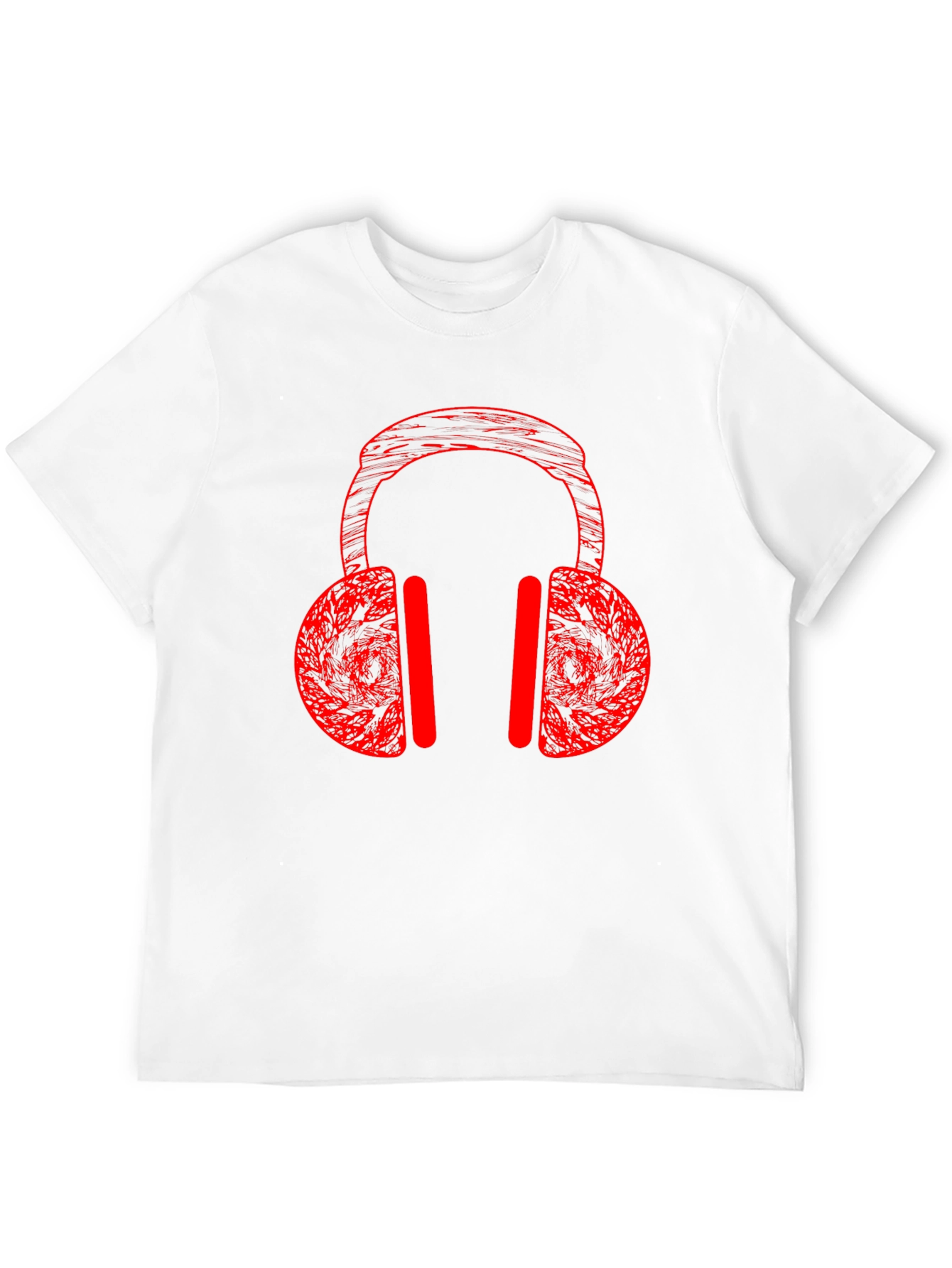 Red Headphones Graphic Tee - Stylish Music Lover Shirt