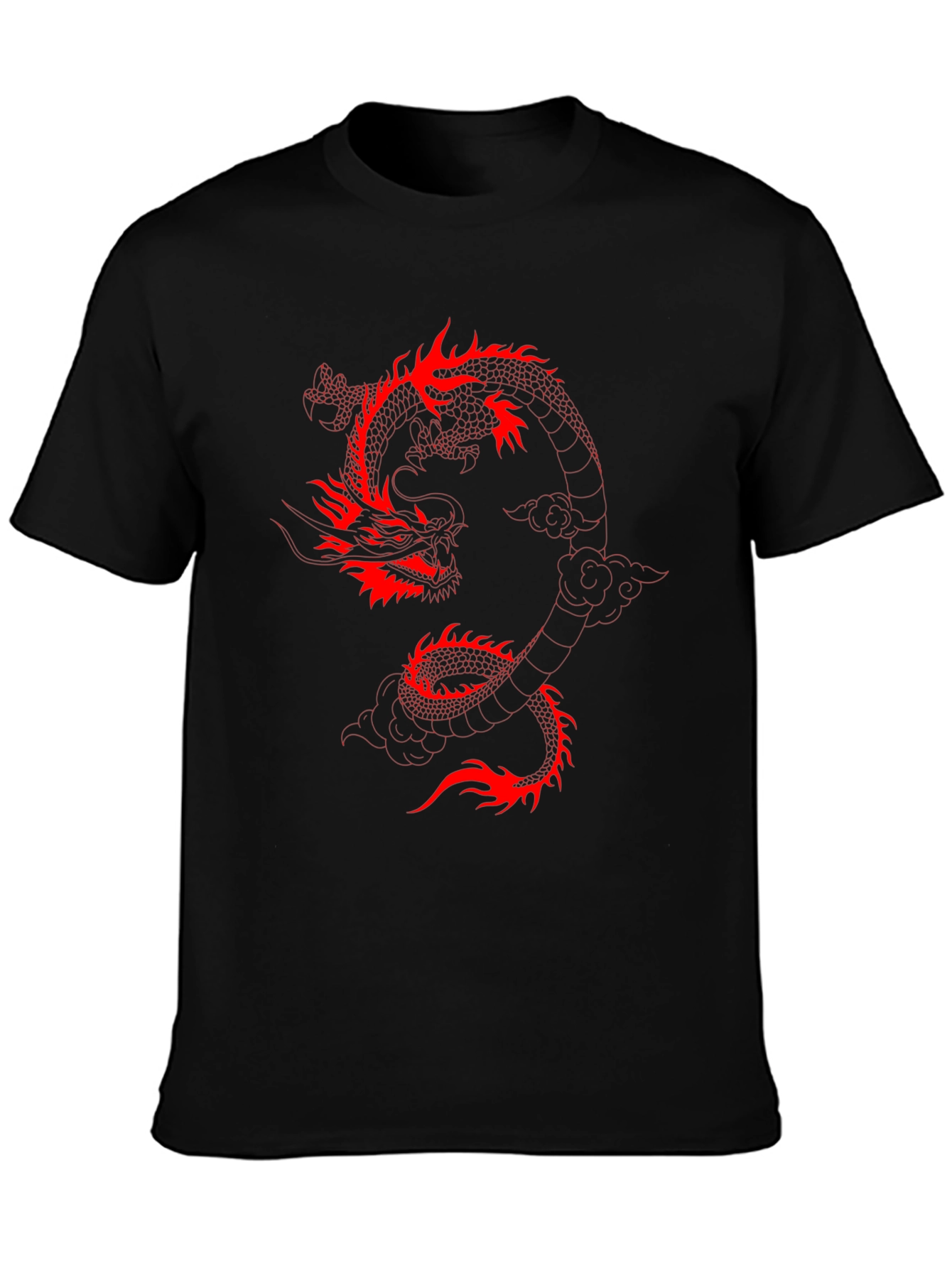Black T-Shirt with Red Dragon Graphic