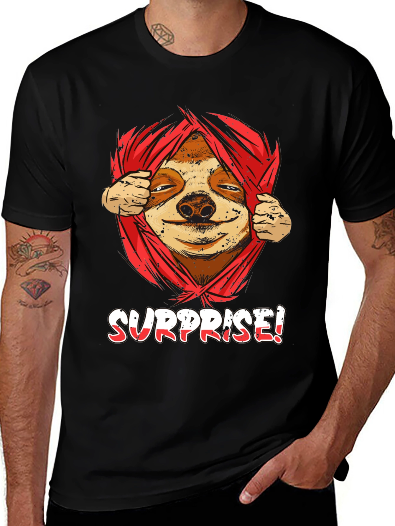 Surprise Sloth Graphic T-Shirt Funny Animal Tee
