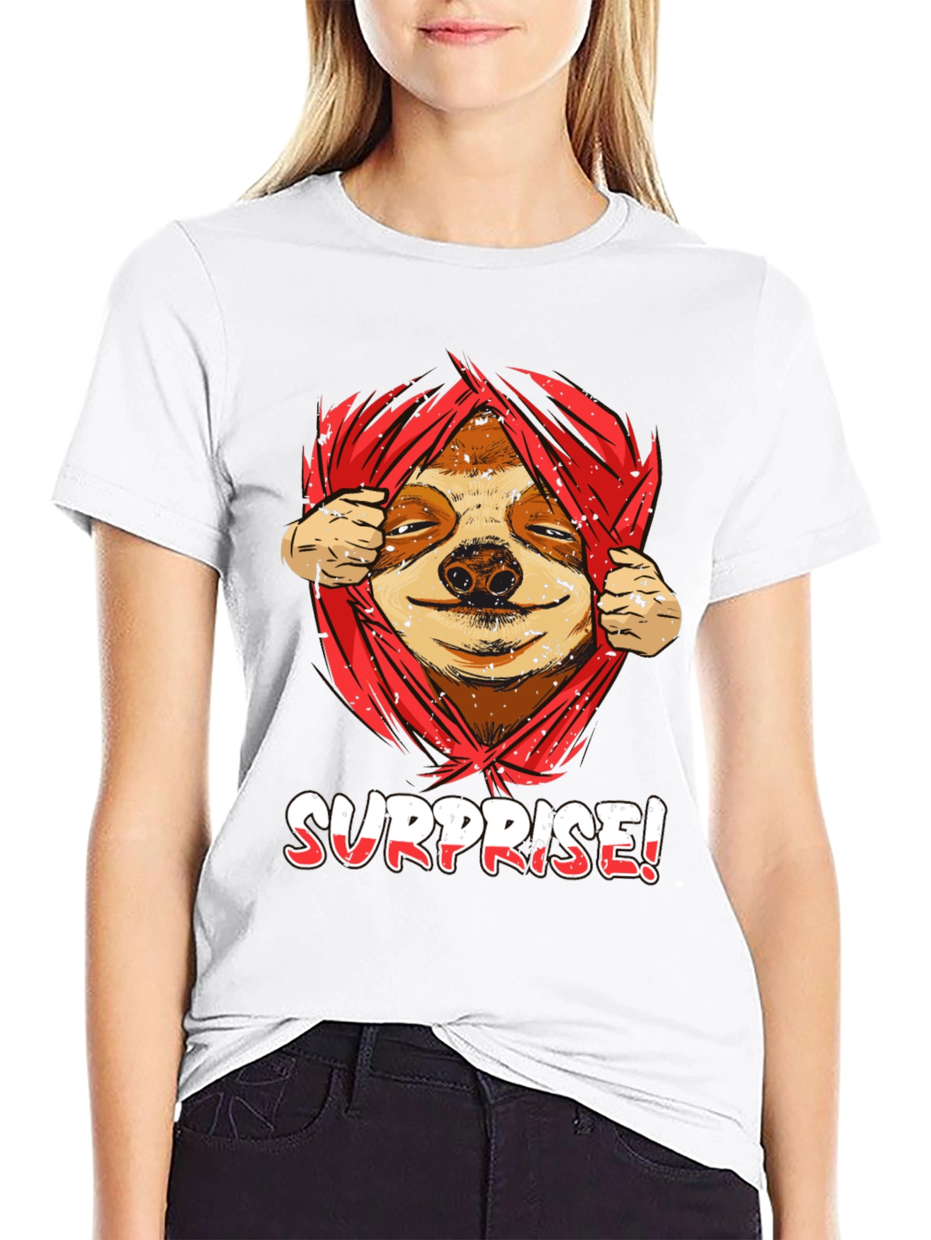 Surprise Sloth Graphic T-Shirt Funny Animal Tee