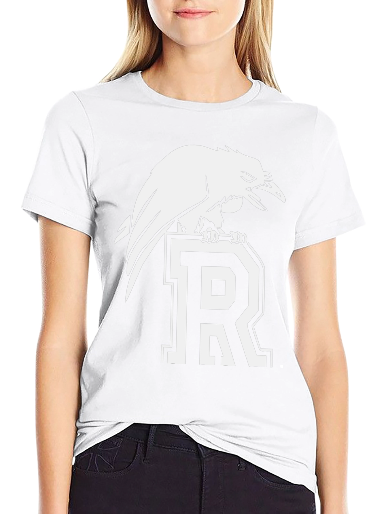 Raven Perched on Letter R Graphic Tee - Black