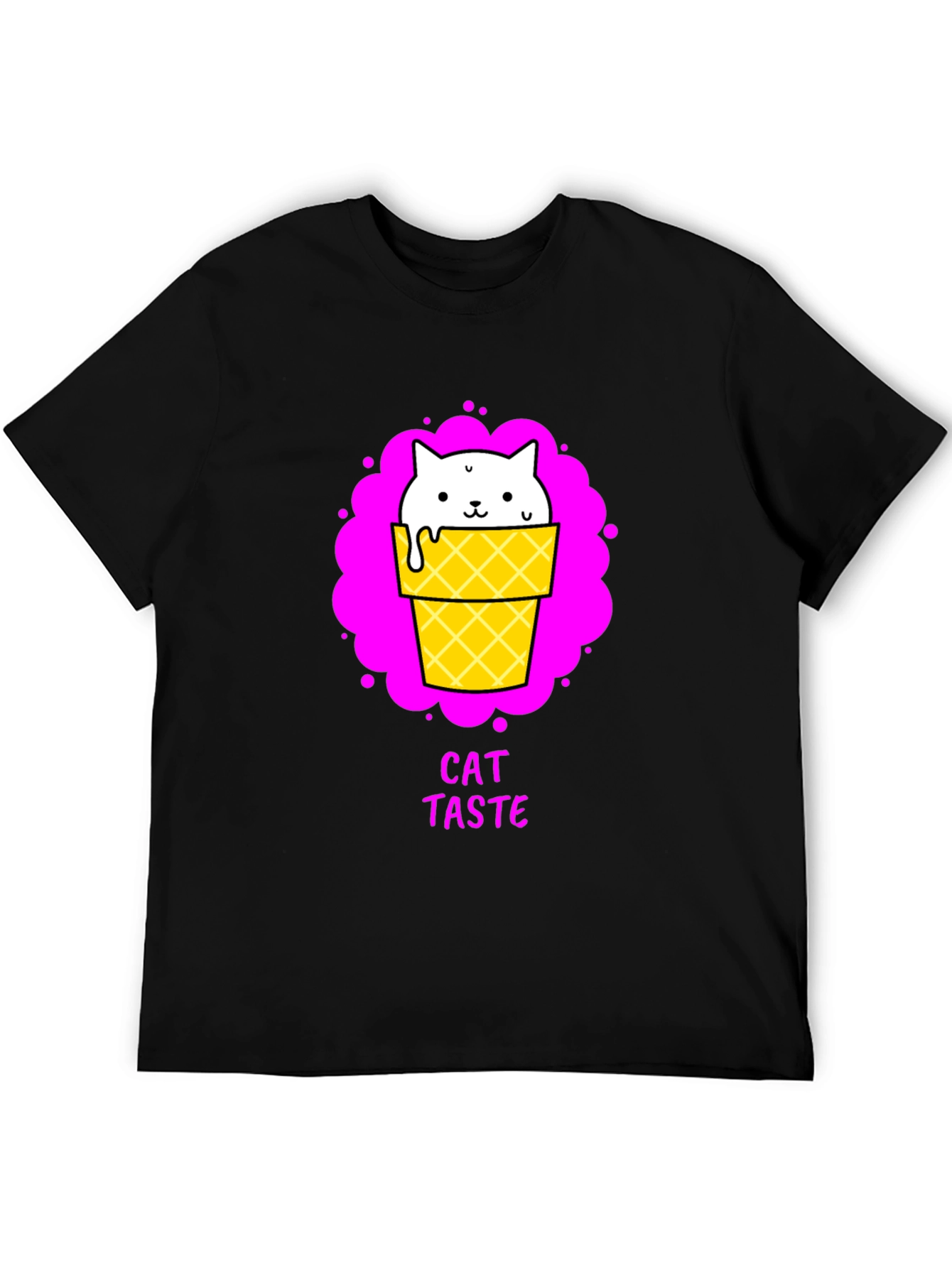 Cat Taste Ice Cream Cone Black T-Shirt