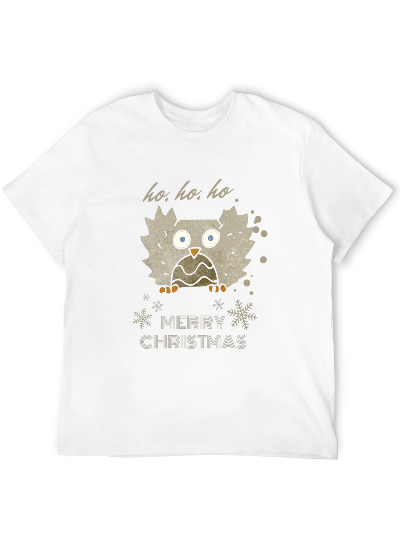 Festive Owl Merry Christmas Black T-Shirt