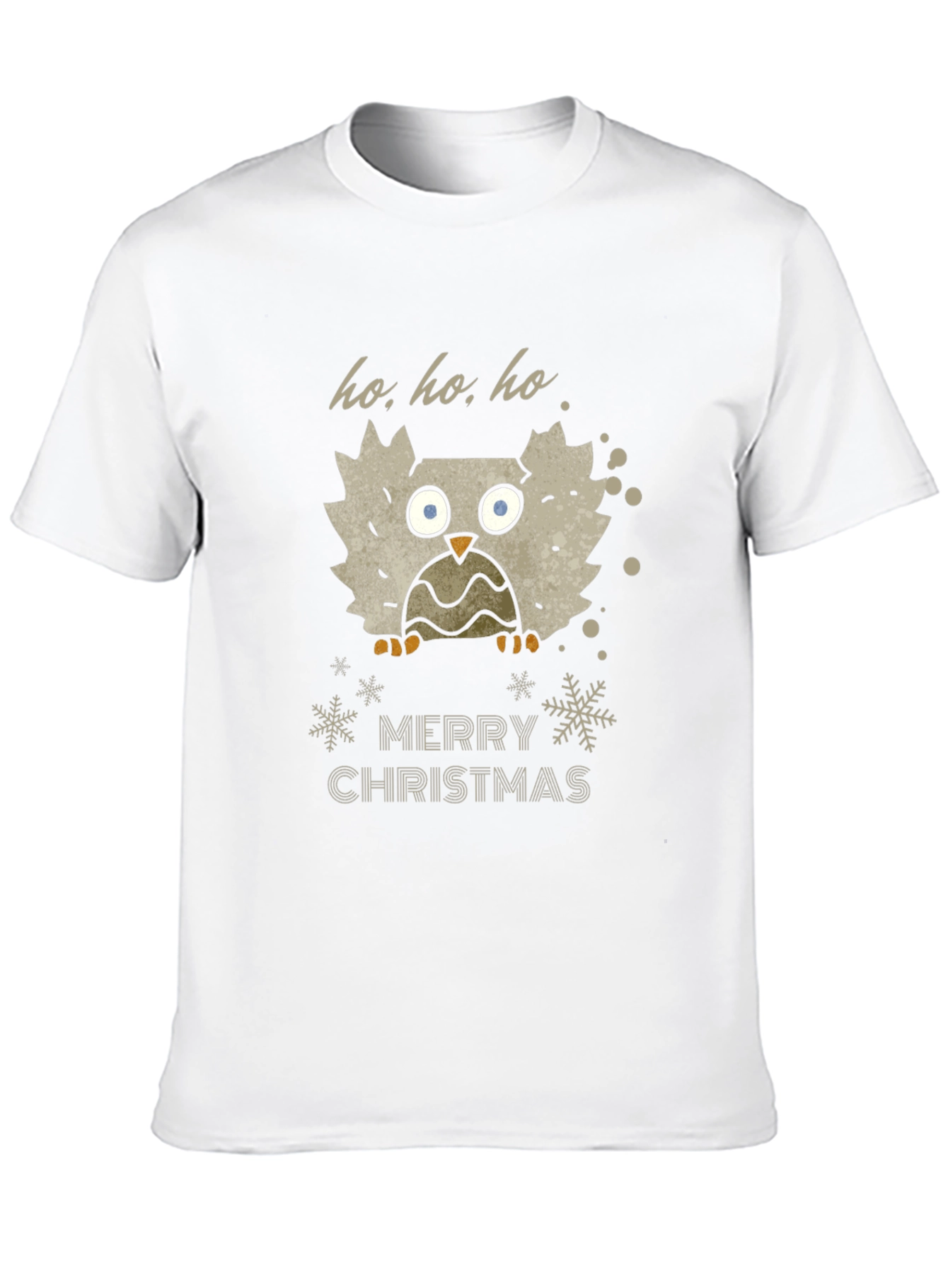 Festive Owl Merry Christmas Black T-Shirt