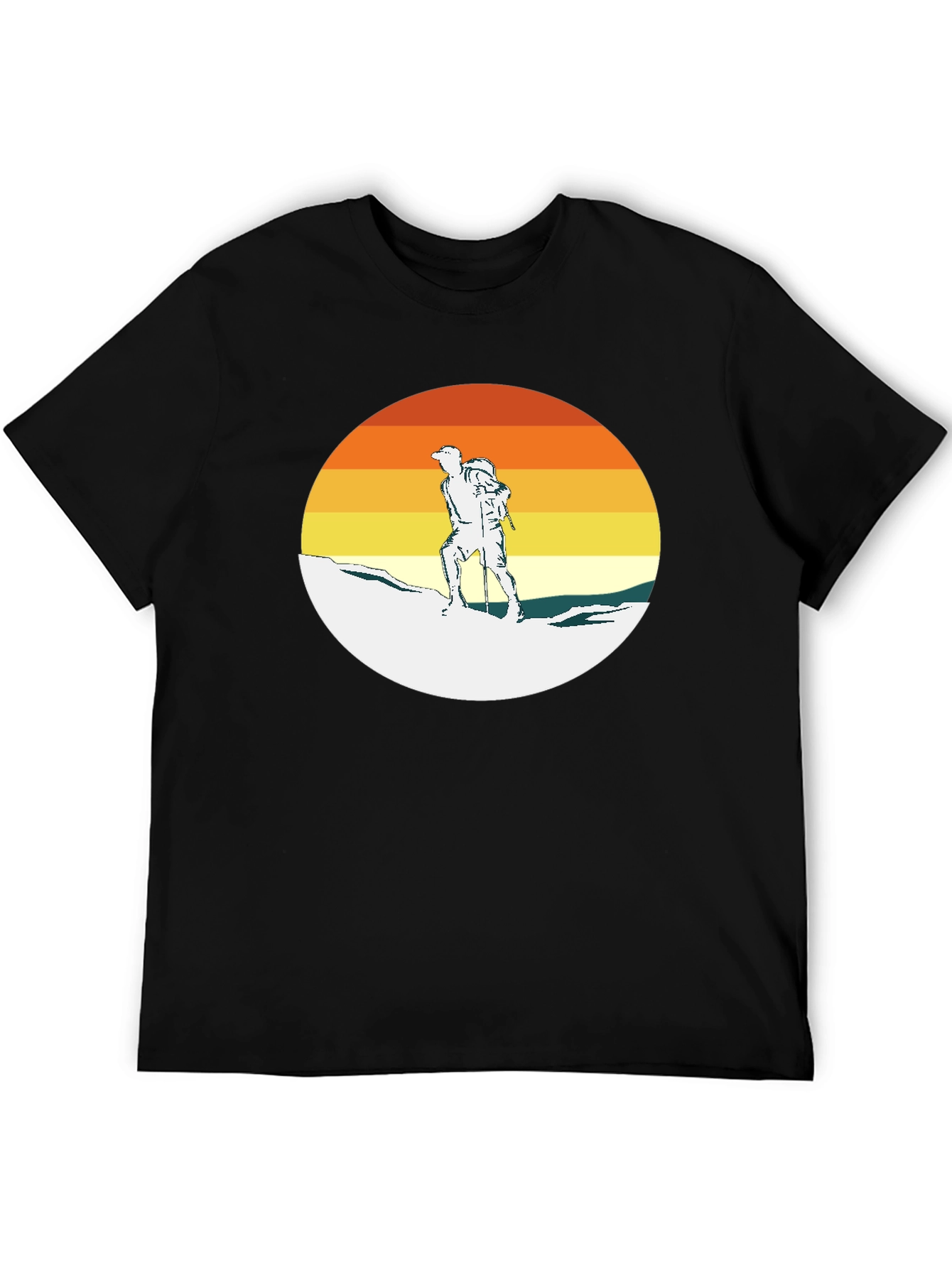 Hiking Adventure Tee - Retro Sunset Climber
