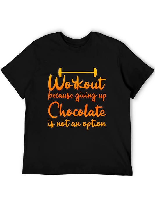 Workout For Chocolate Graphic Tee - Funny Fitness Shirt