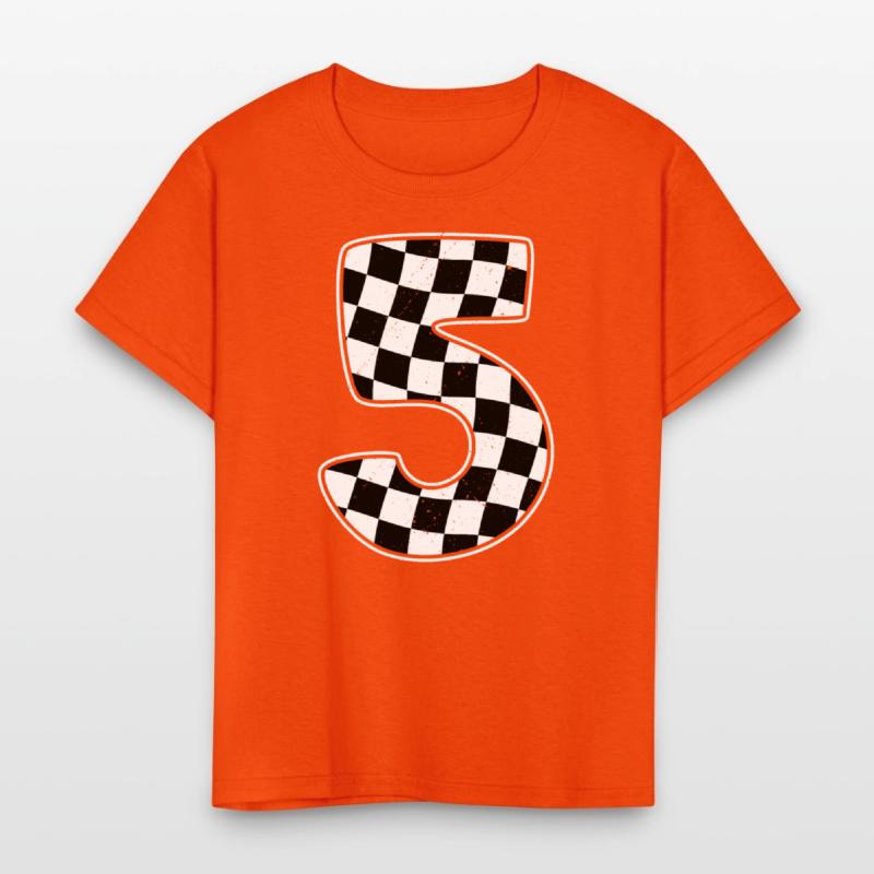 5th Birthday Checkered Number 5 Car Racing Flag