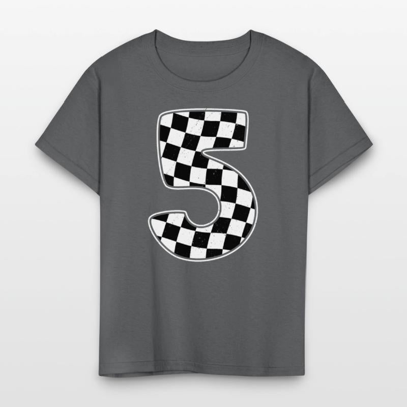 5th Birthday Checkered Number 5 Car Racing Flag