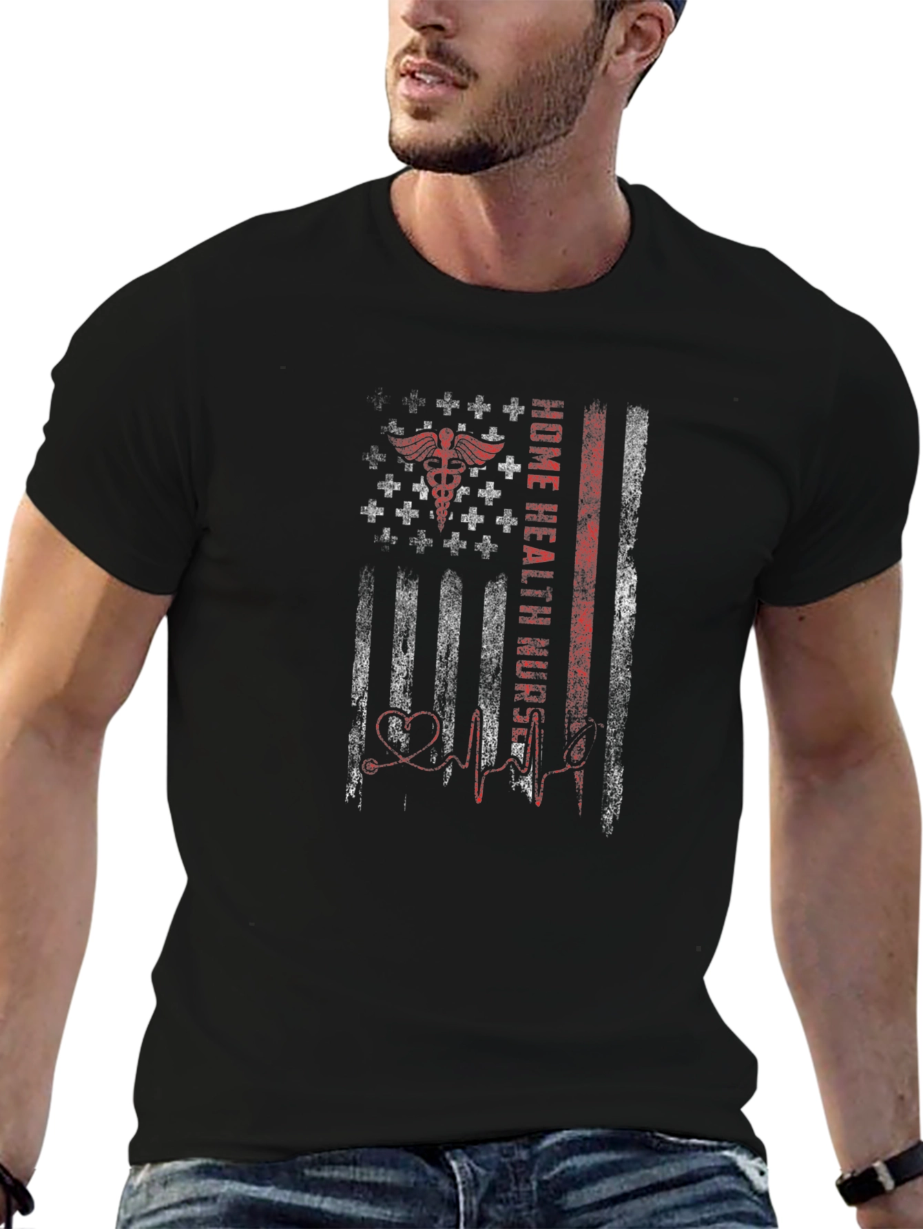 Home Health Nurse Flag Graphic T-Shirt