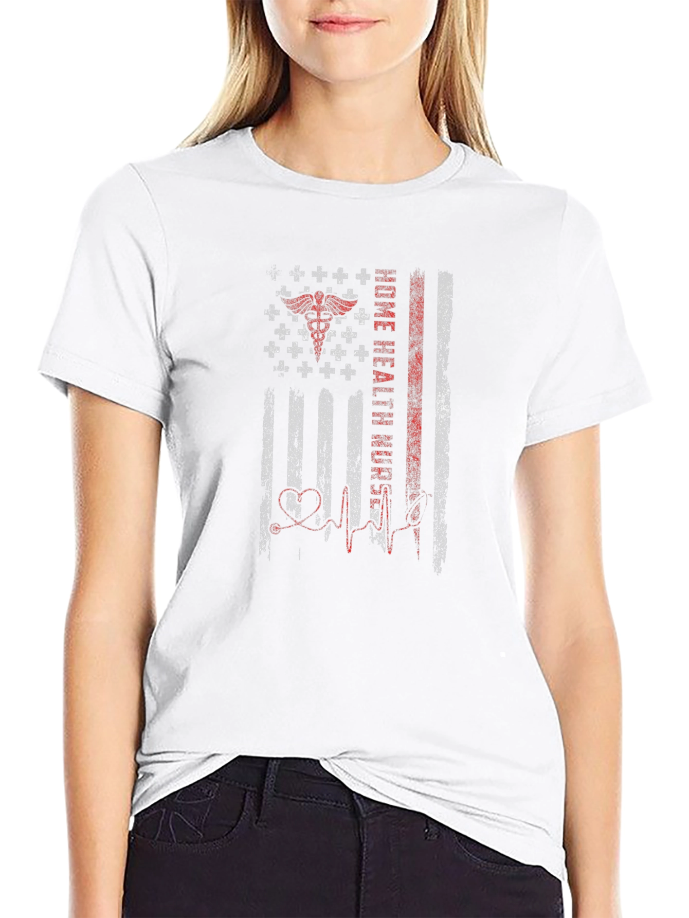 Home Health Nurse Flag Graphic T-Shirt