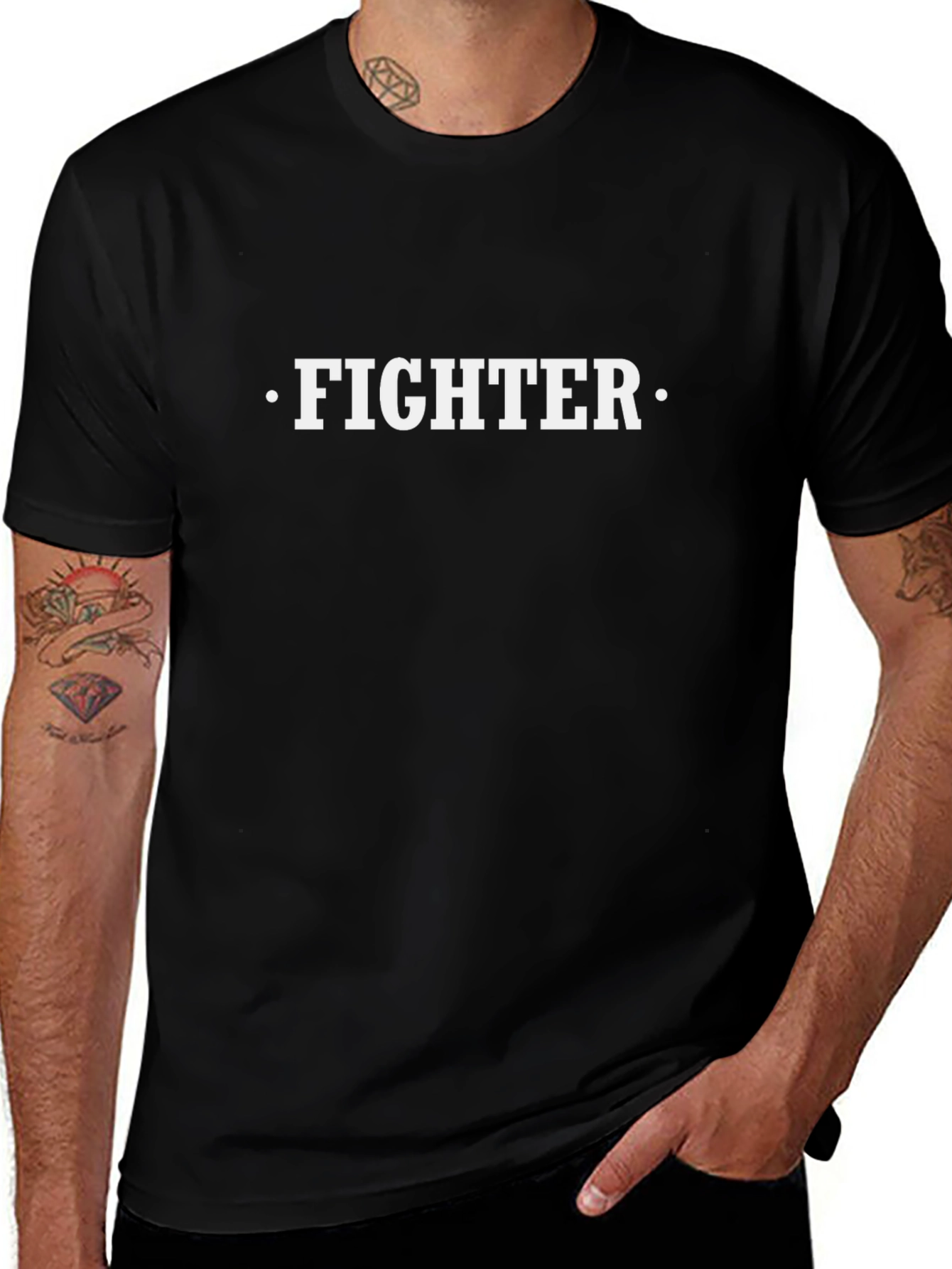 Fighter Black T-Shirt - Bold Statement Tee