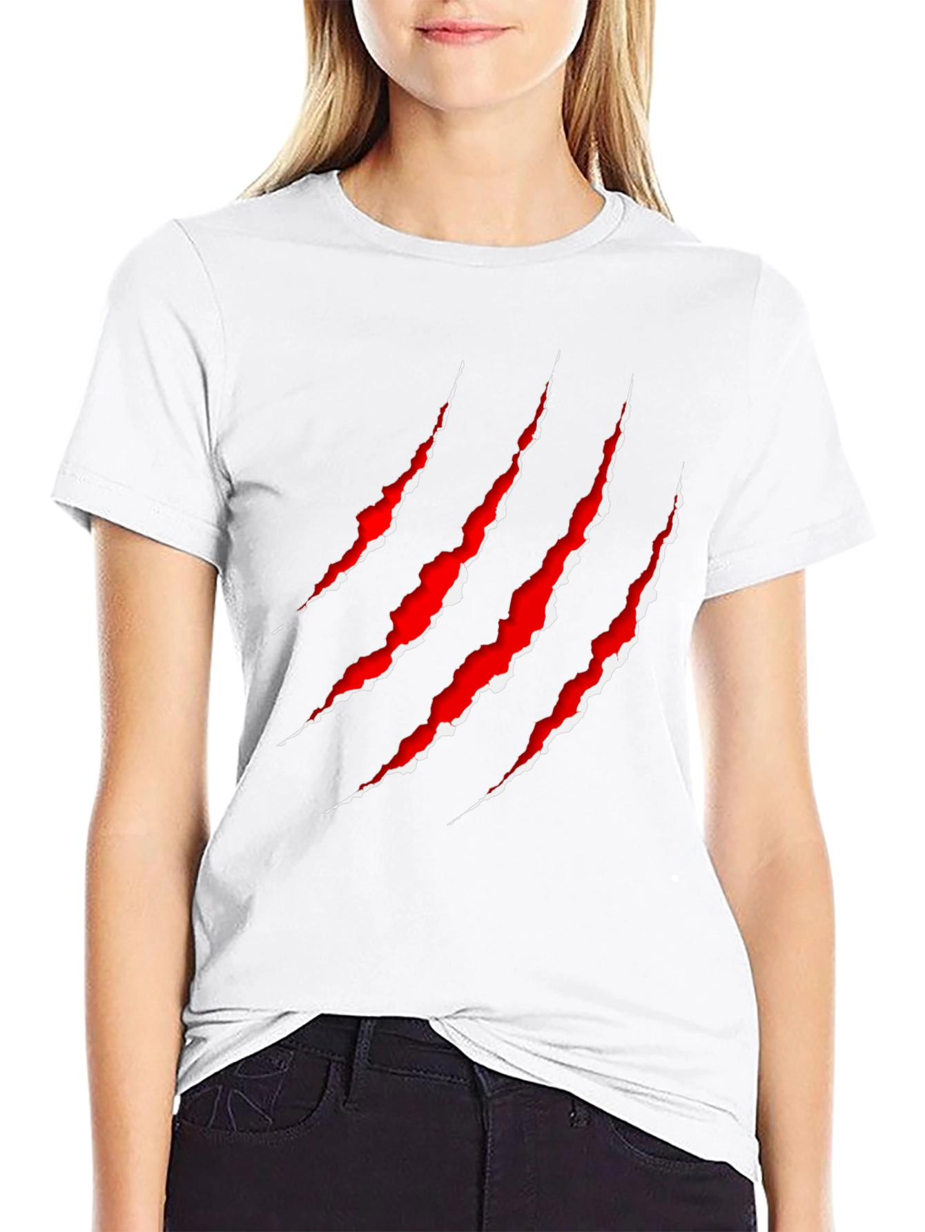 Claw Mark Graphic Print T-Shirt - Edgy Style