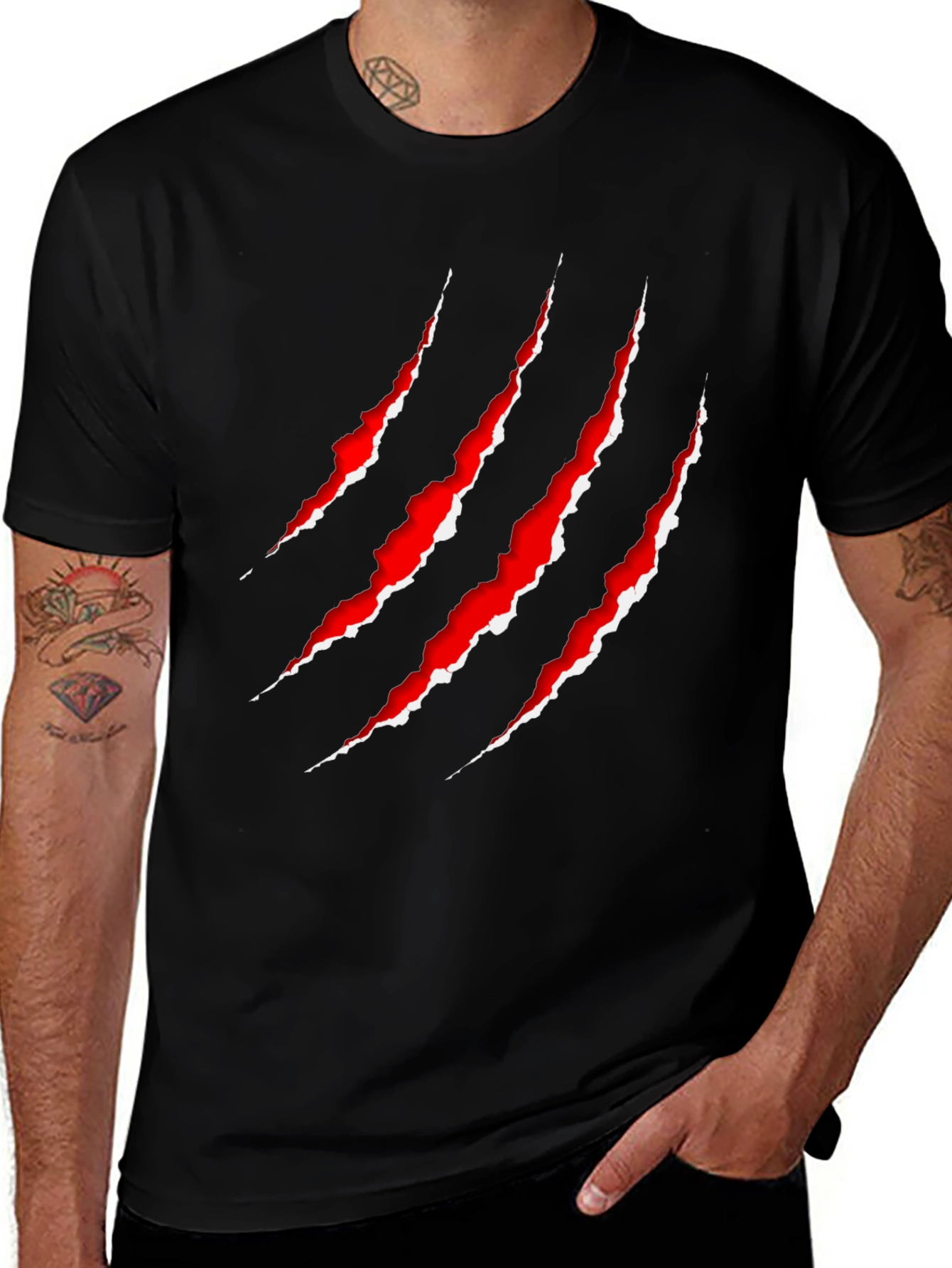 Claw Mark Graphic Print T-Shirt - Edgy Style