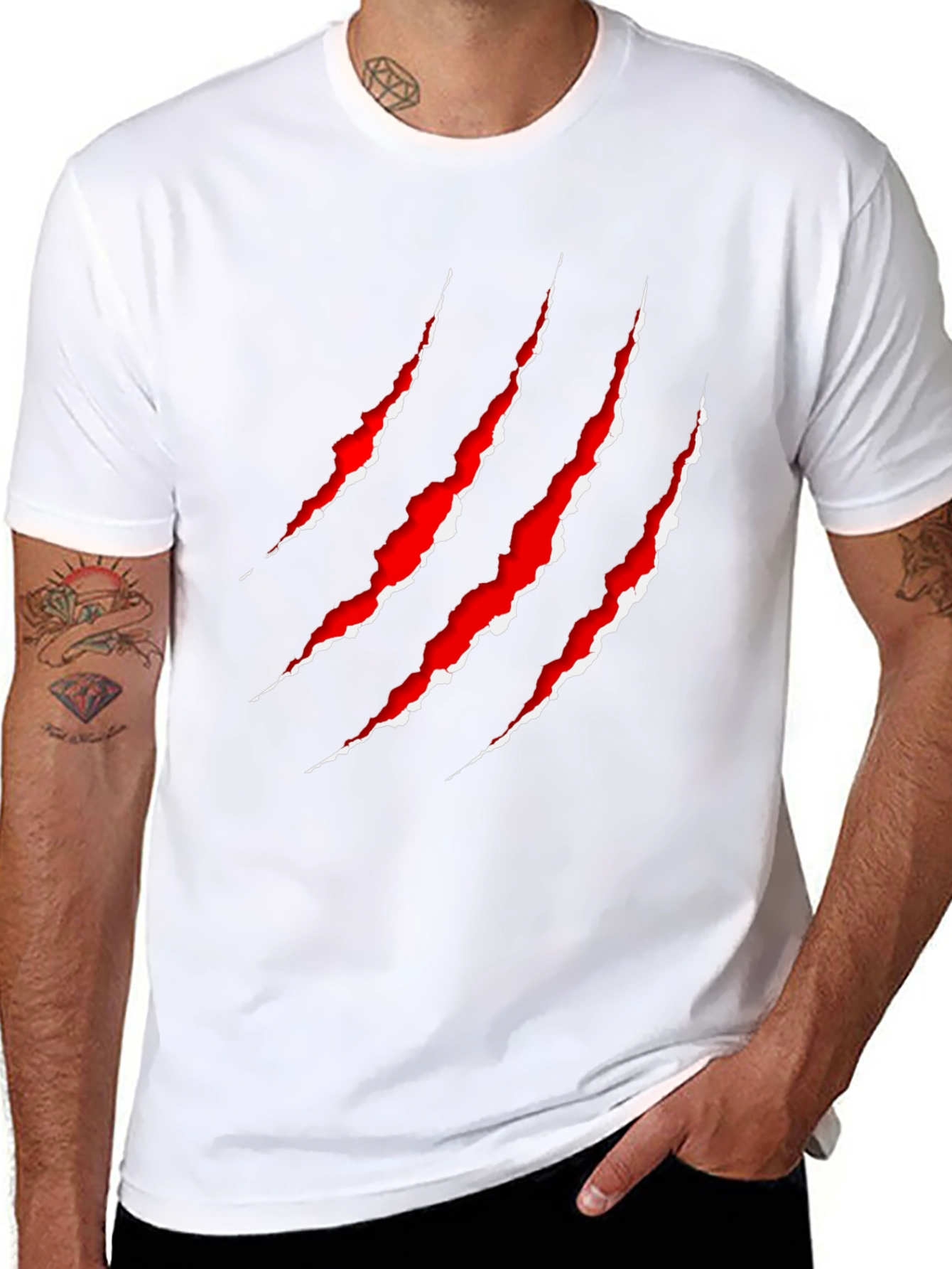 Claw Mark Graphic Print T-Shirt - Edgy Style