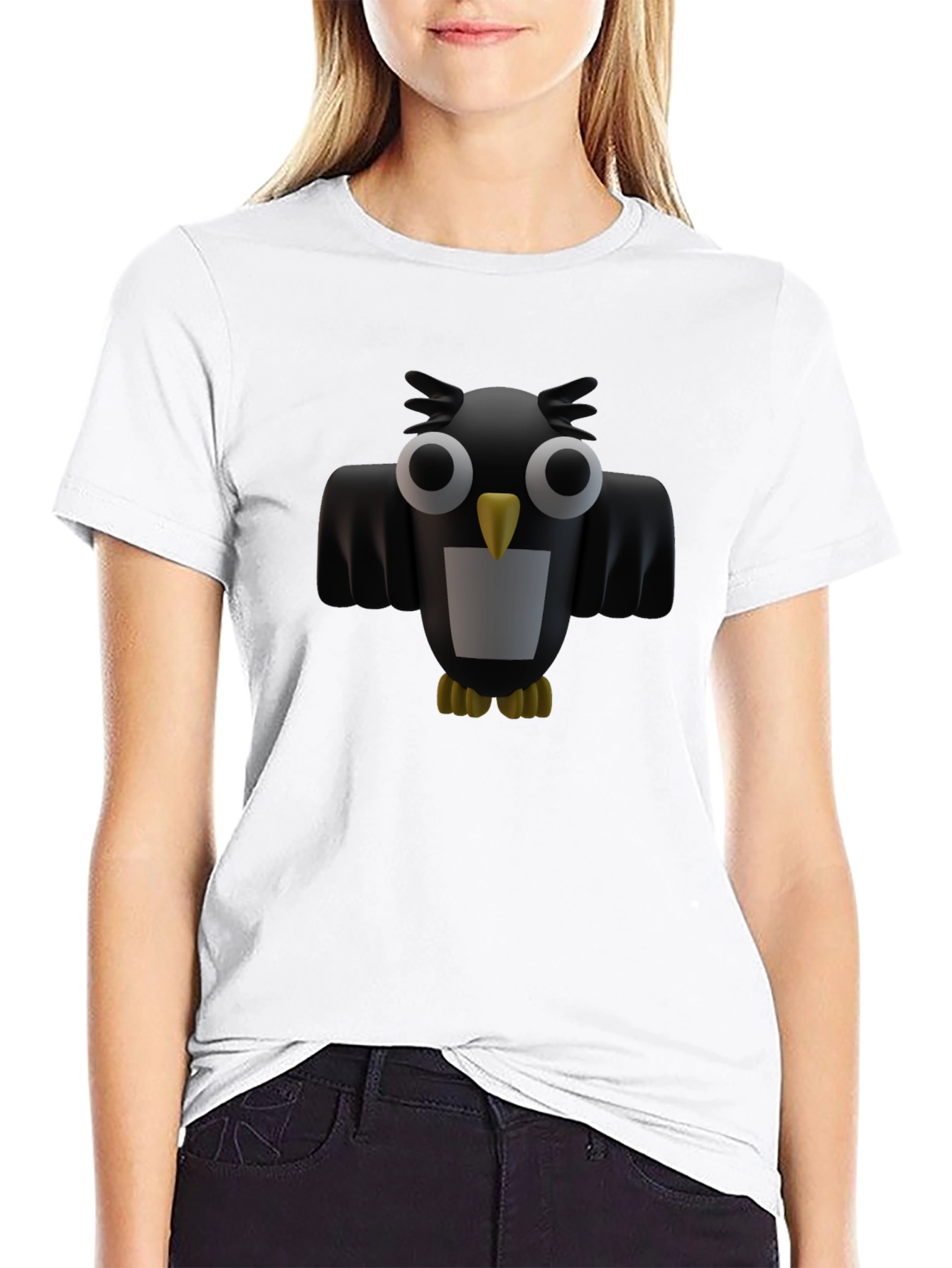 Owl Graphic Black Tee - Unique Design