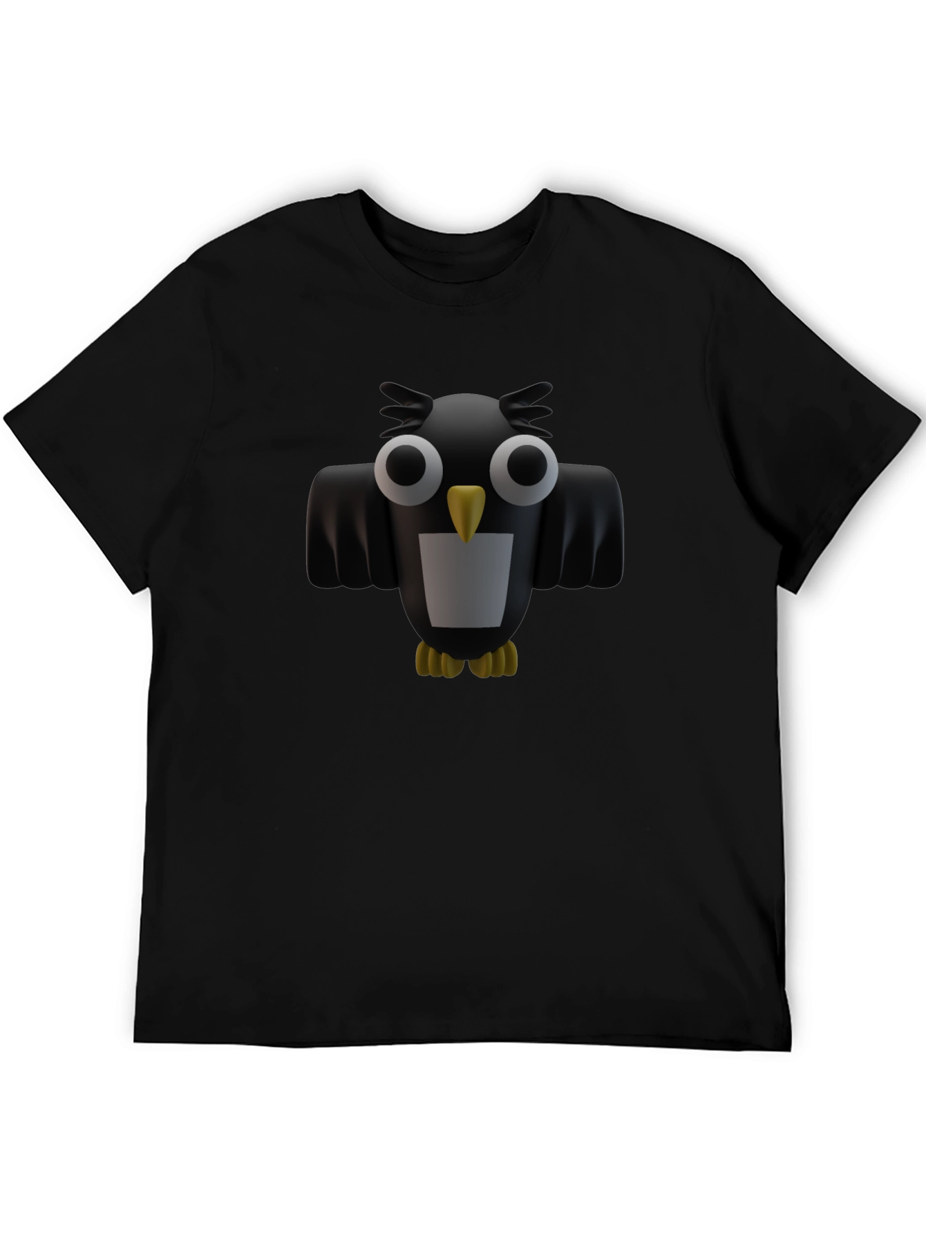 Owl Graphic Black Tee - Unique Design