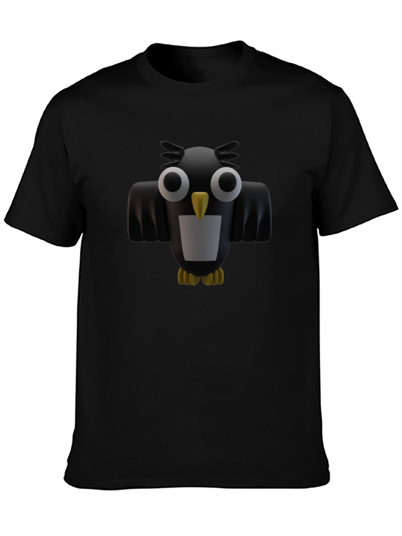 Owl Graphic Black Tee - Unique Design