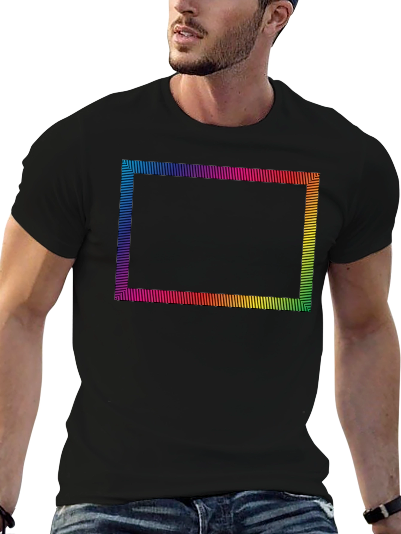 Retro Rainbow Frame Black Tee
