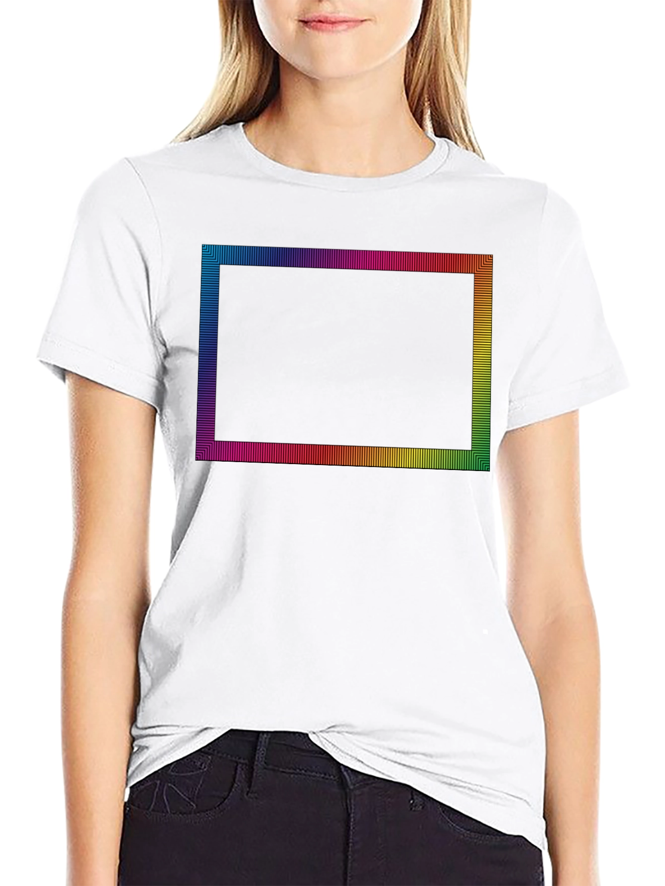 Retro Rainbow Frame Black Tee