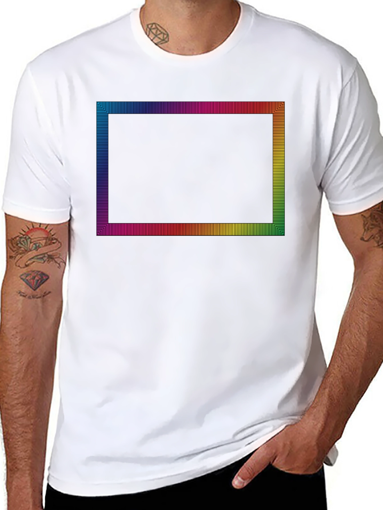 Retro Rainbow Frame Black Tee