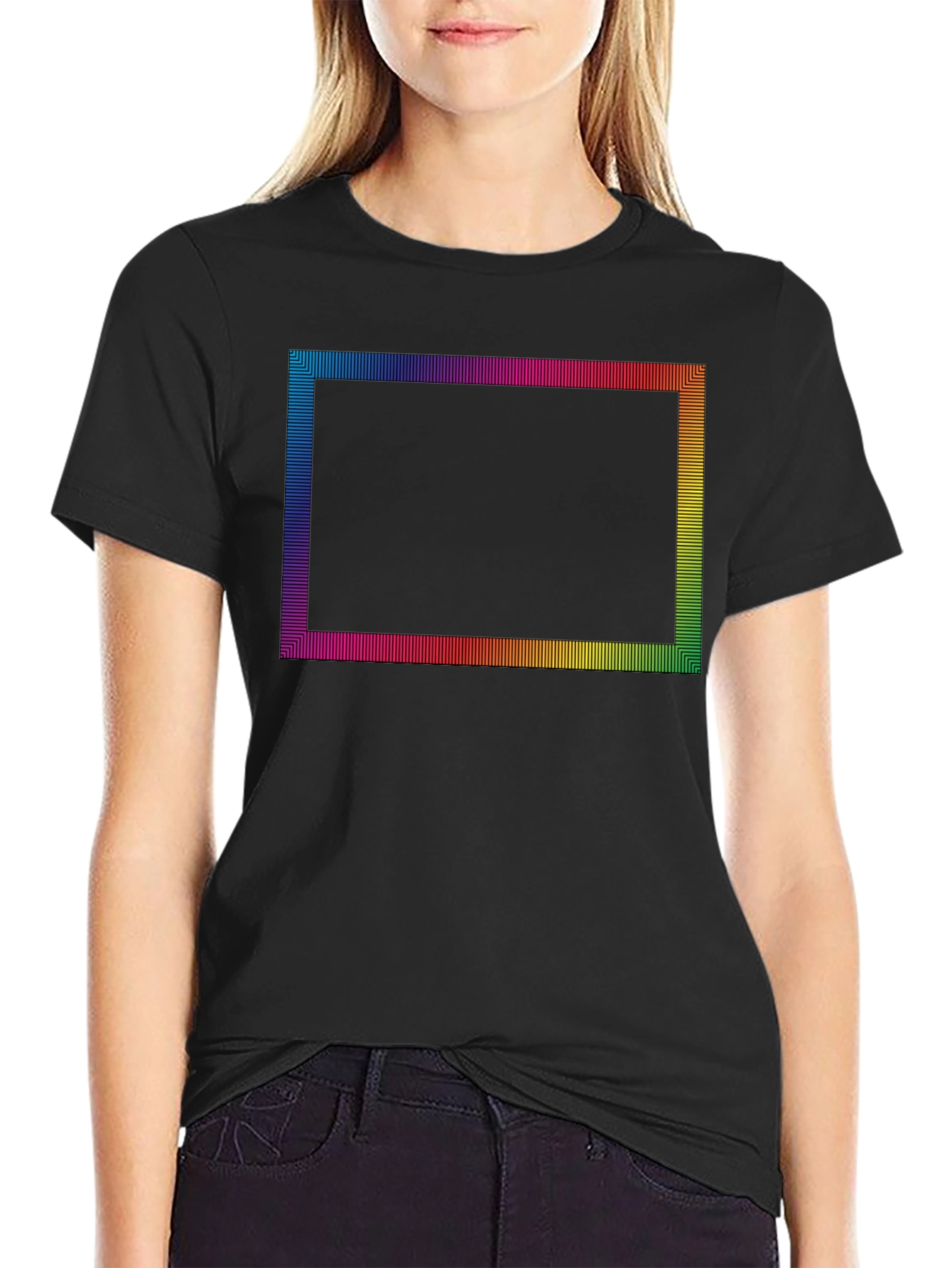 Retro Rainbow Frame Black Tee