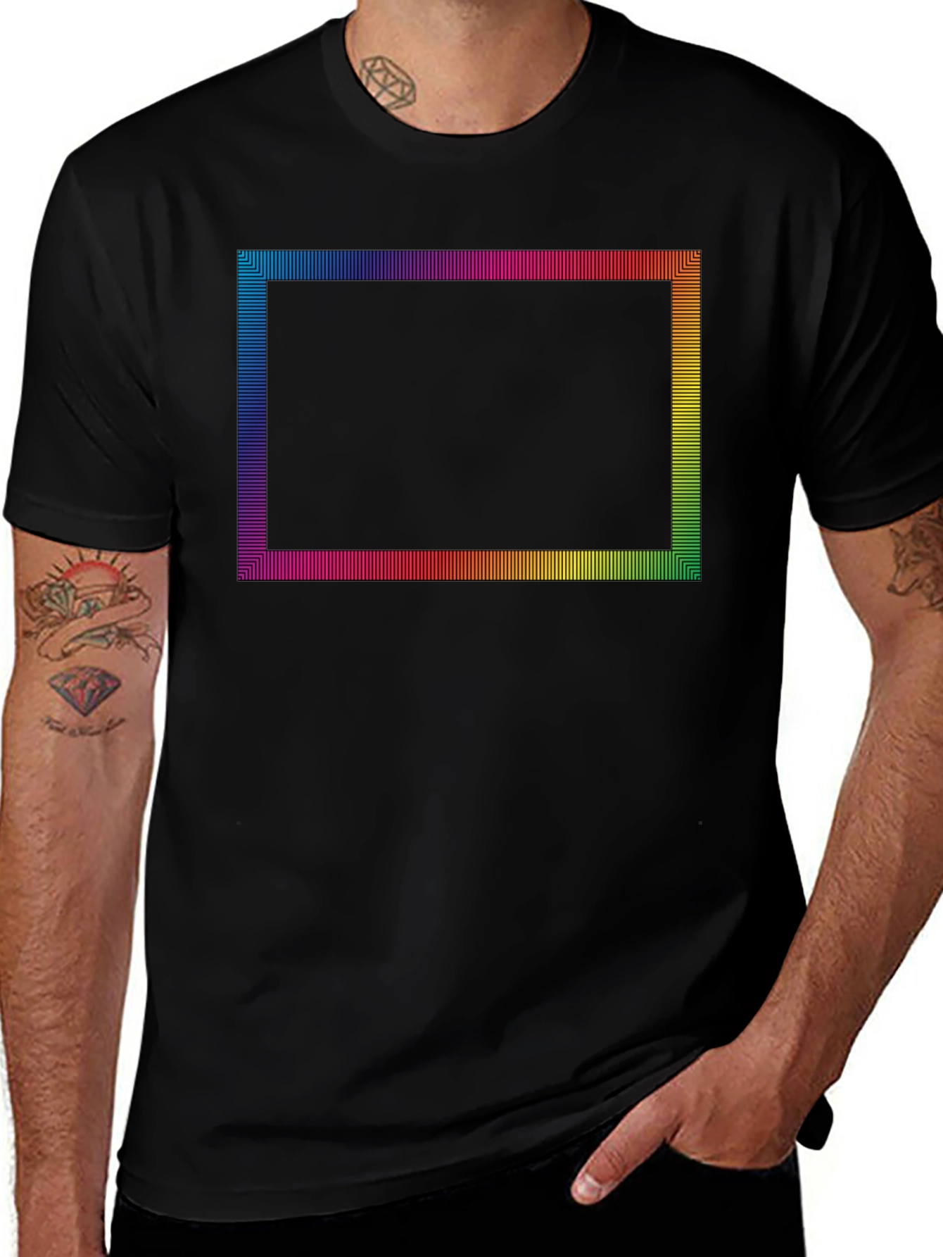Retro Rainbow Frame Black Tee