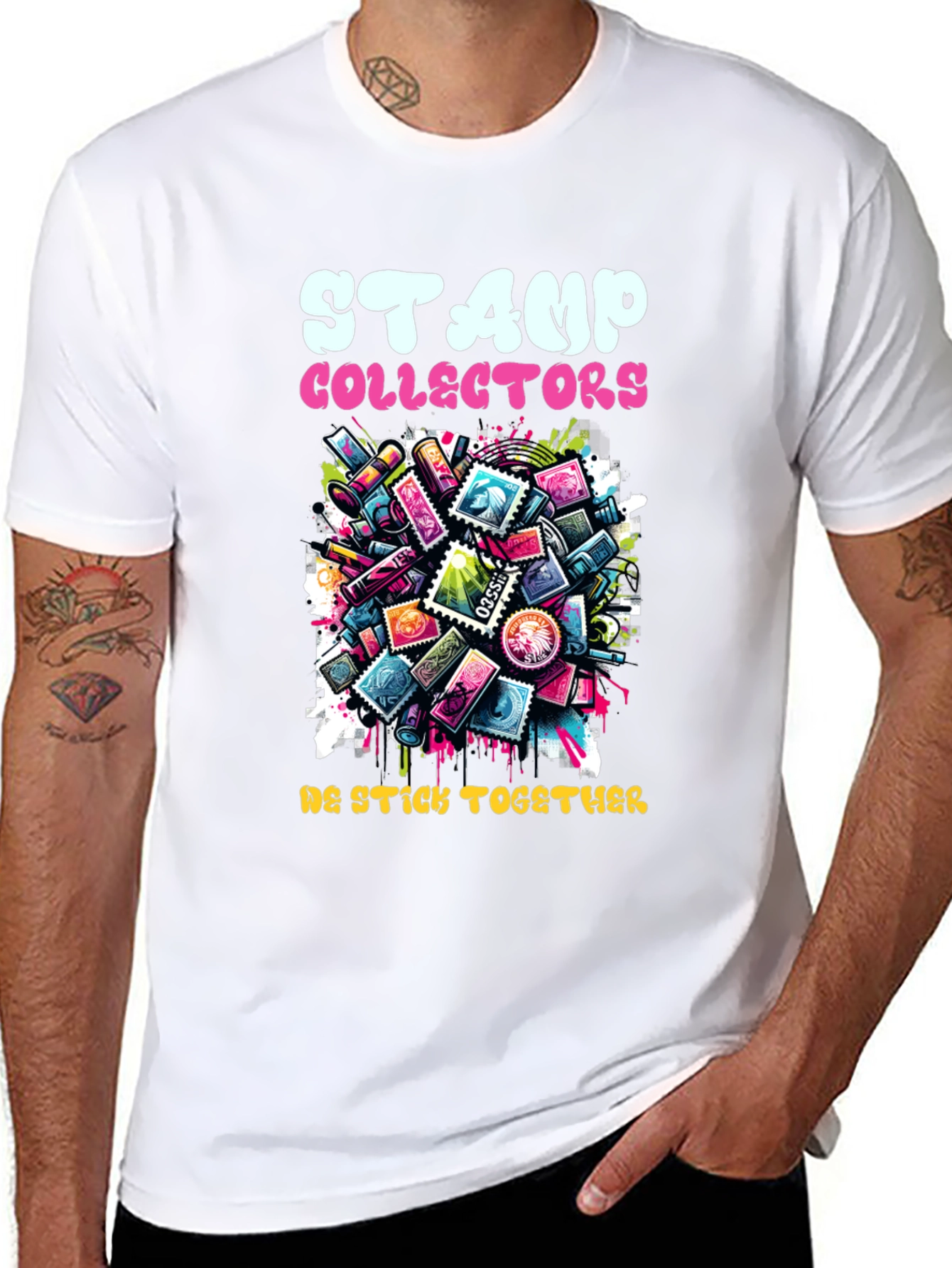 Stamp Collectors Graphic T-Shirt - We Stick Together!