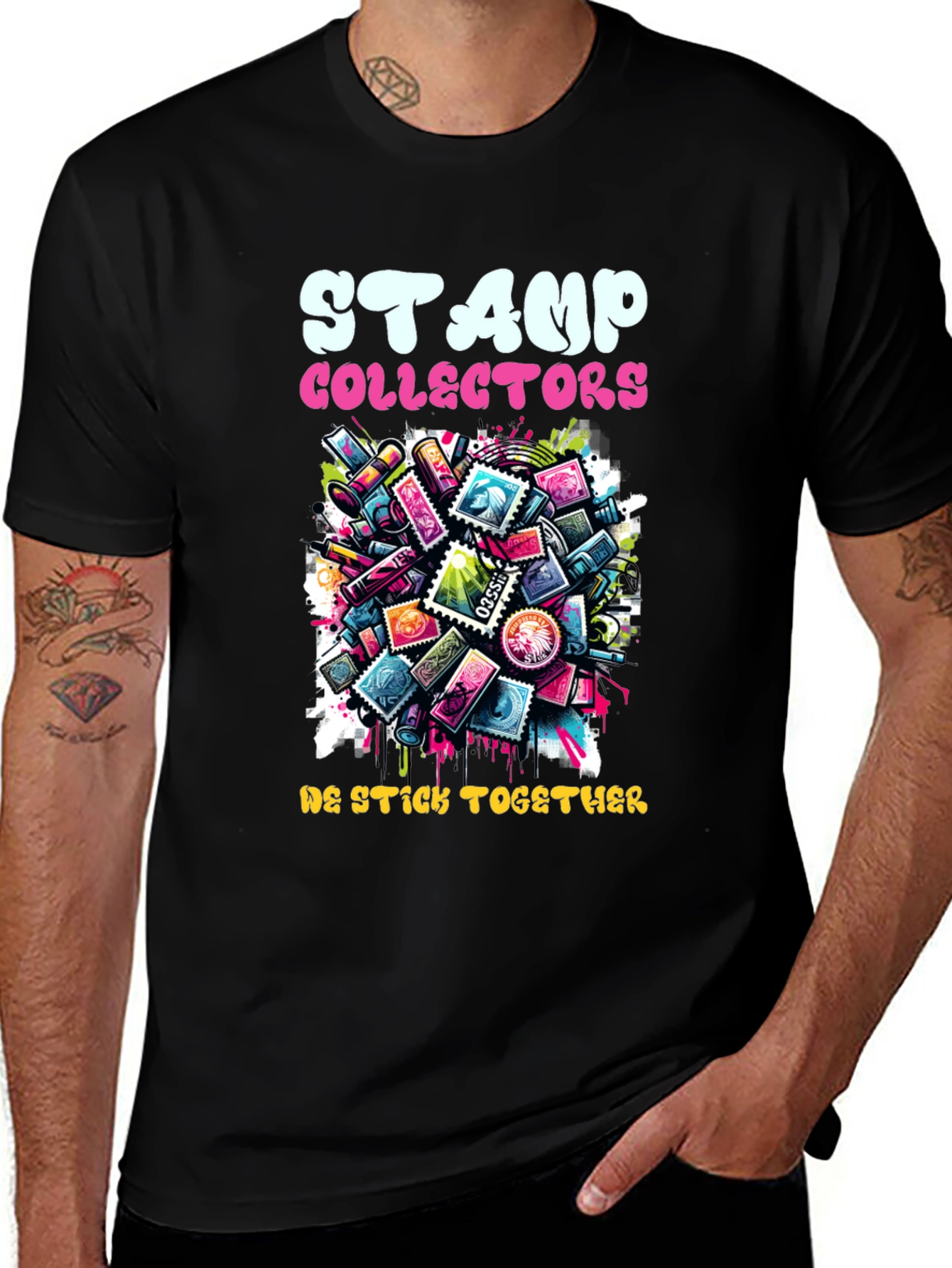 Stamp Collectors Graphic T-Shirt - We Stick Together!